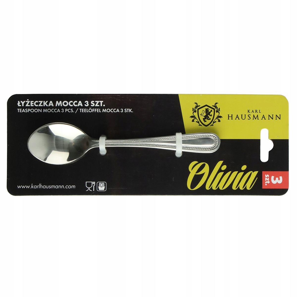 KPL. ŁYŻECZEK MOCCA OLIVIA 3SZT - DO KAWY, DESERÓW I ELEGANCKICH STOŁÓW
