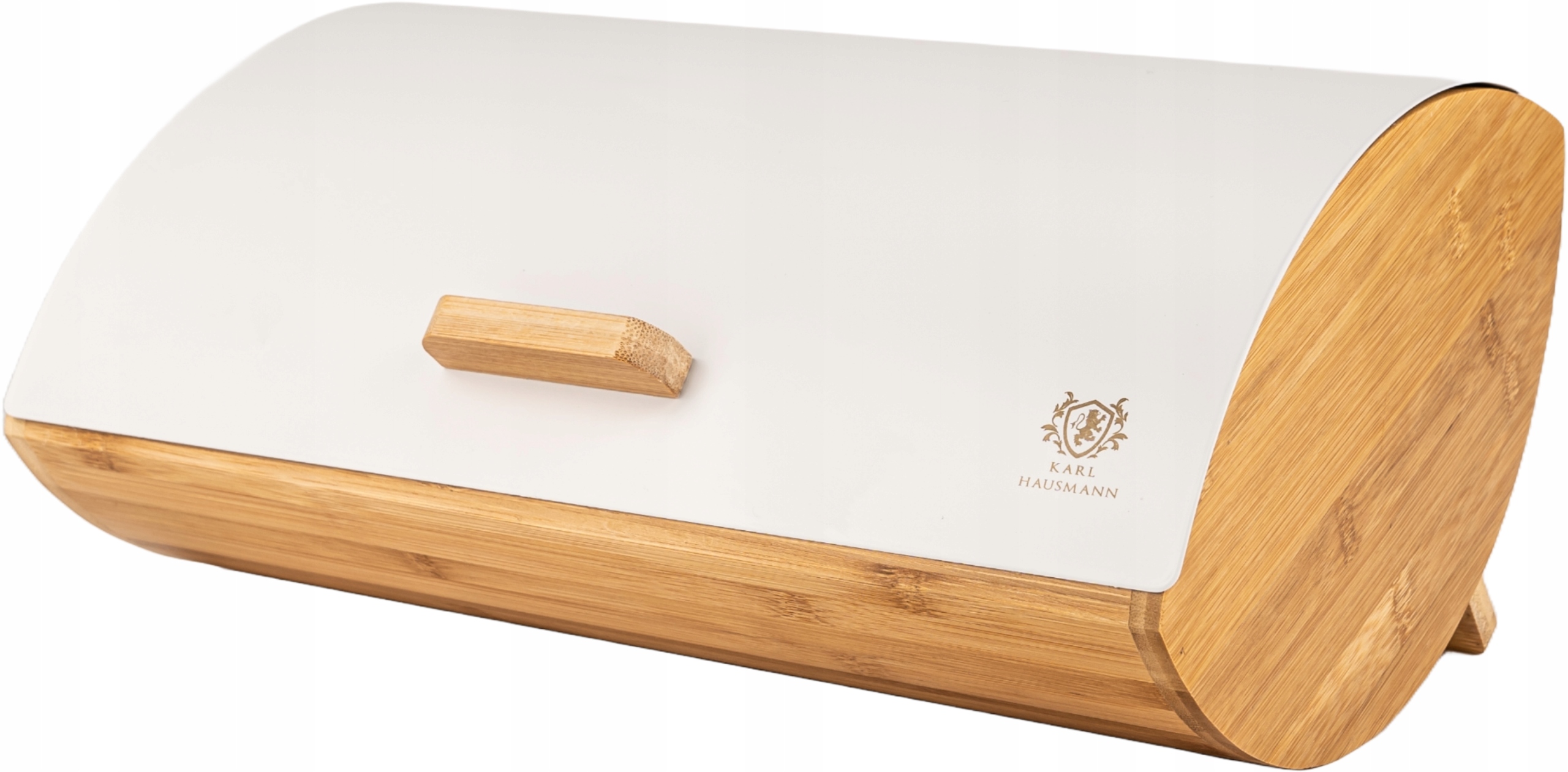 Chlebak pojemnik na pieczywo na chleb bułki stalowy bambusowy biały