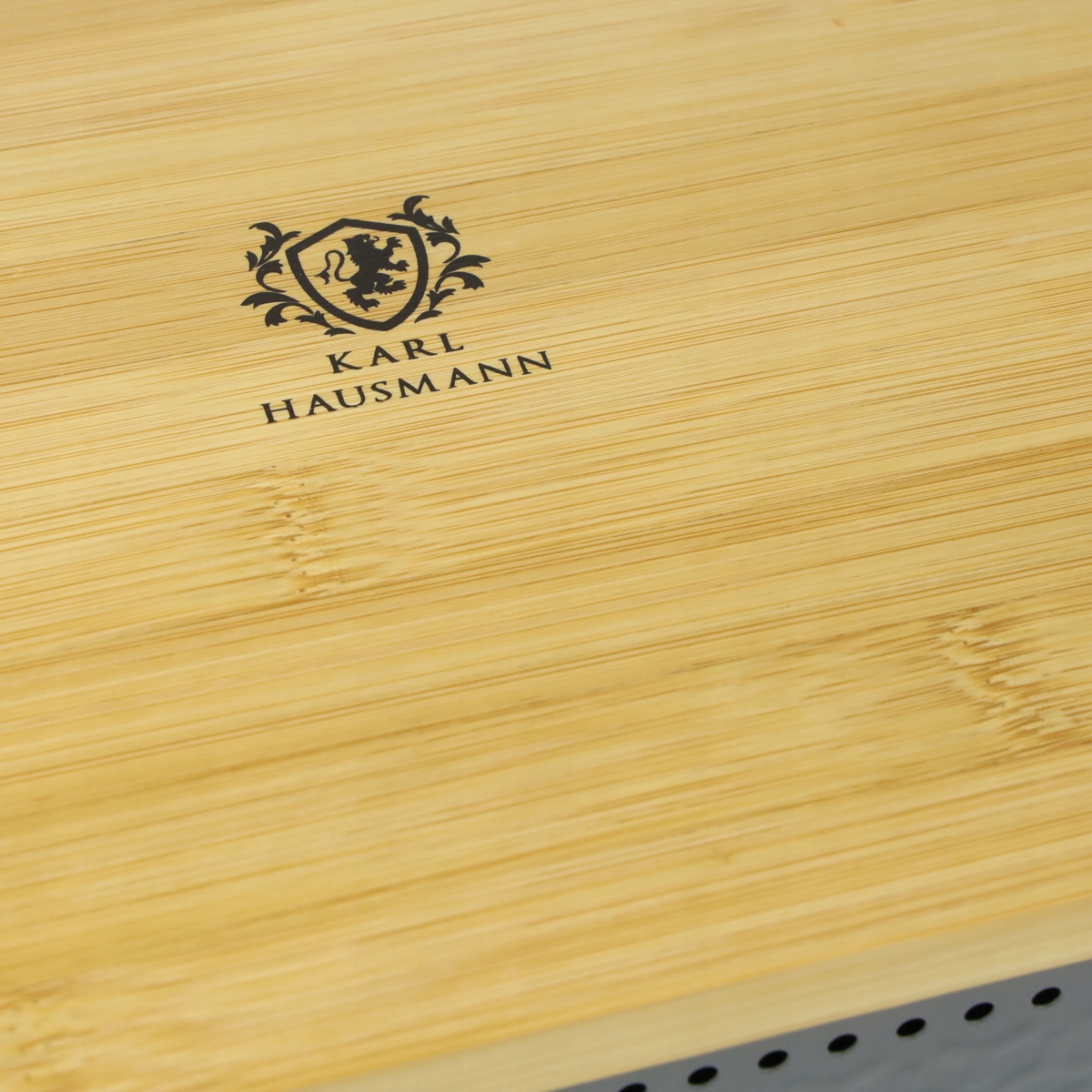 Chlebak pojemnik na pieczywo na chleb bułki stalowy deska bambusowa szary