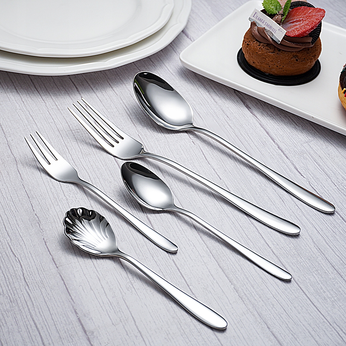 ZESTAW SZTUĆCE 72 elementów komplet SREBRNE 12 osób stal nierdzewna PUDEŁKO