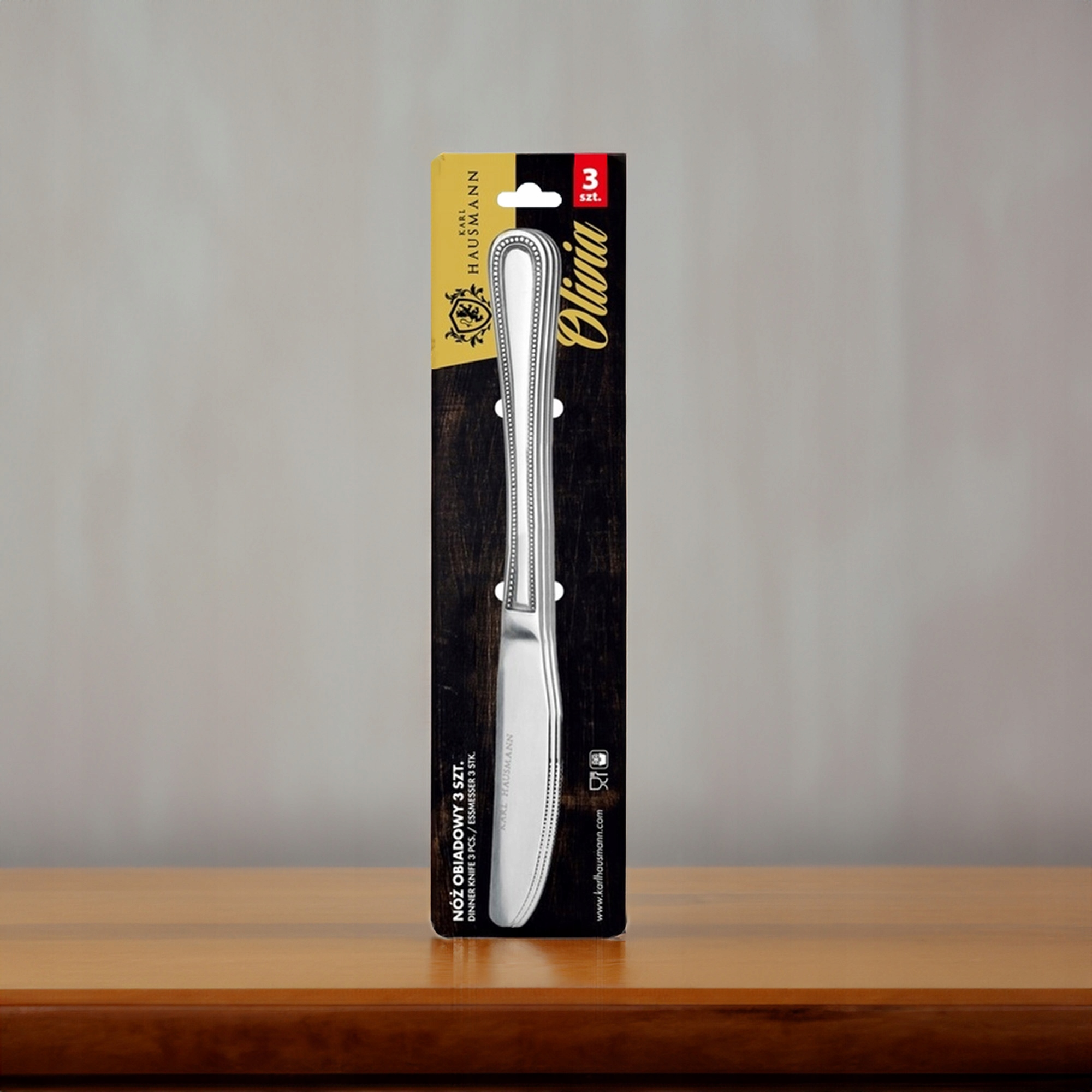 KPL. NOŻY OBIADOWYCH OLIVIA 3SZT STAL NIERDZEWNA NÓŻ STOŁOWY WYSOKA JAKOŚĆ
