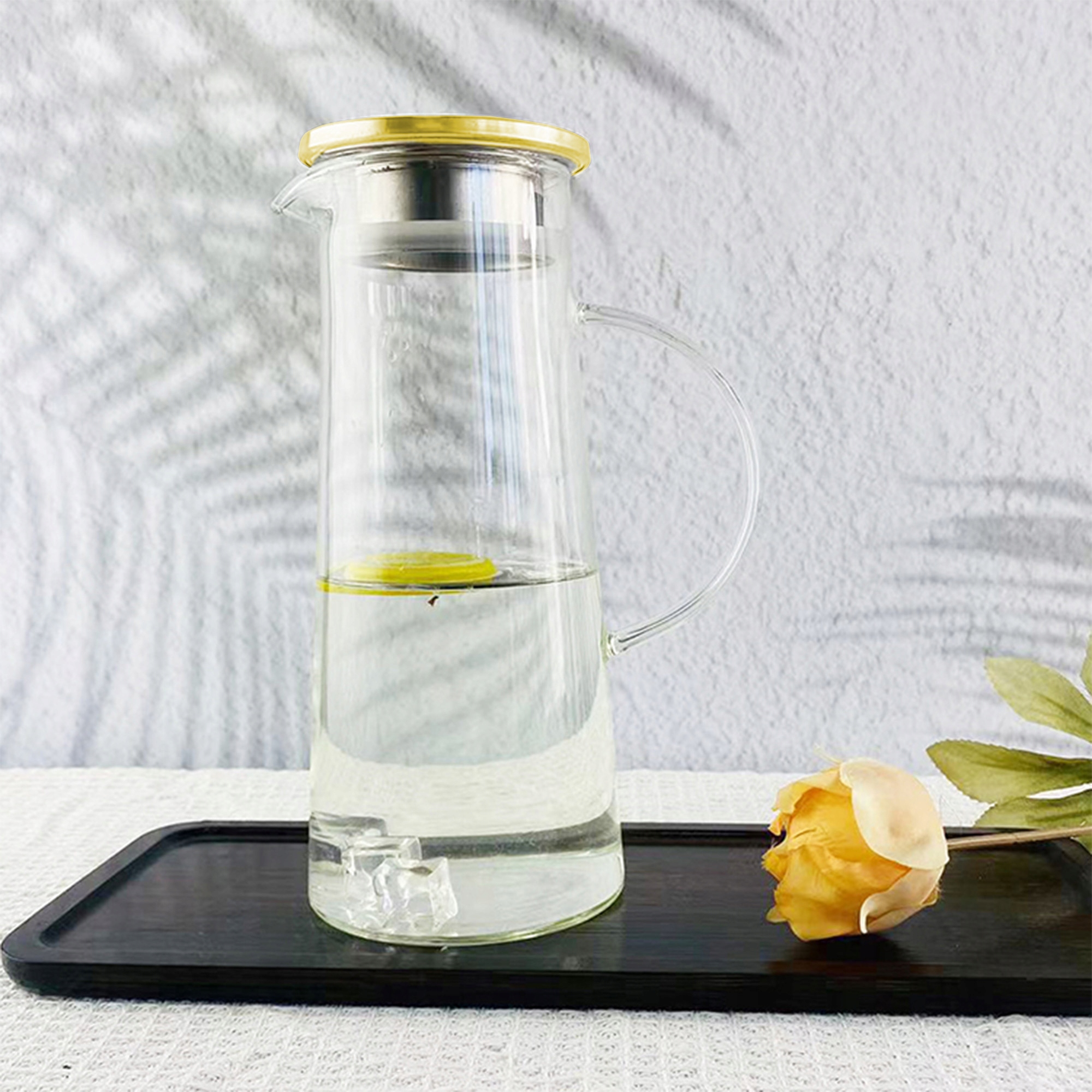 DZBANEK SZKLANY NA WODĘ LEMONIADĘ 1,8L KARAFKA Z POKRYWKĄ SITKO FILTRUJĄCE