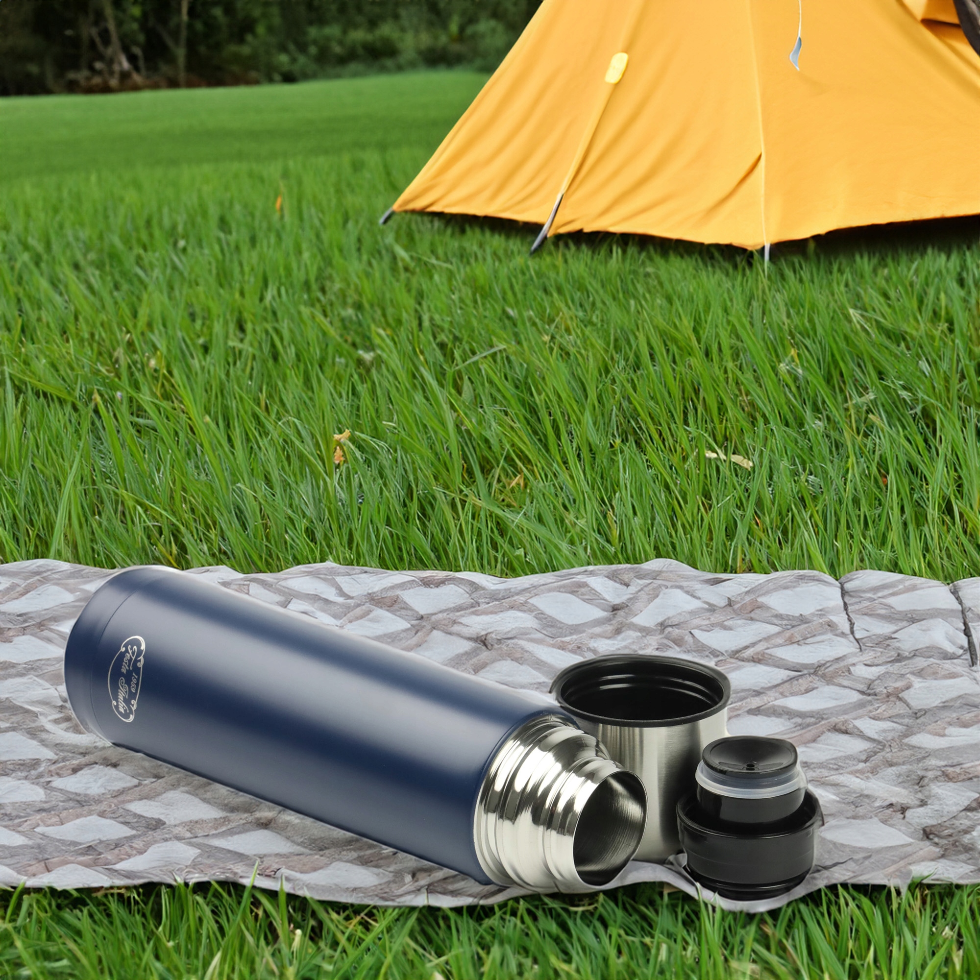 TERMOS GRANATOWY TERMICZNY 750ML STAL NIERDZEWNA BIDON NA GORĄCE NAPOJE