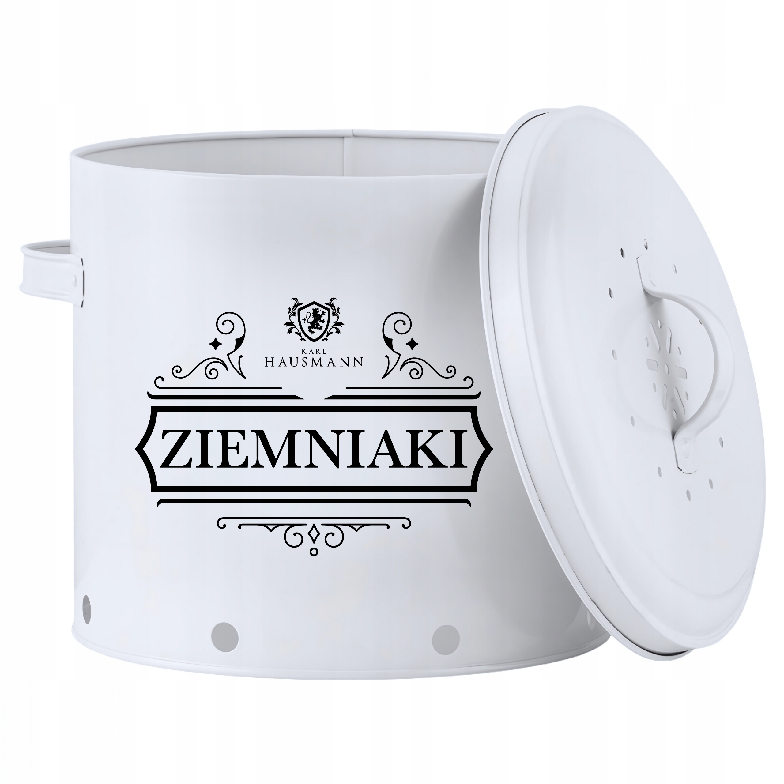 KOMPLET 3 POJEMNIKI METALOWE NA PRZECHOWYWANIE CEBULI CZOSNKU ZIEMNIAKÓW