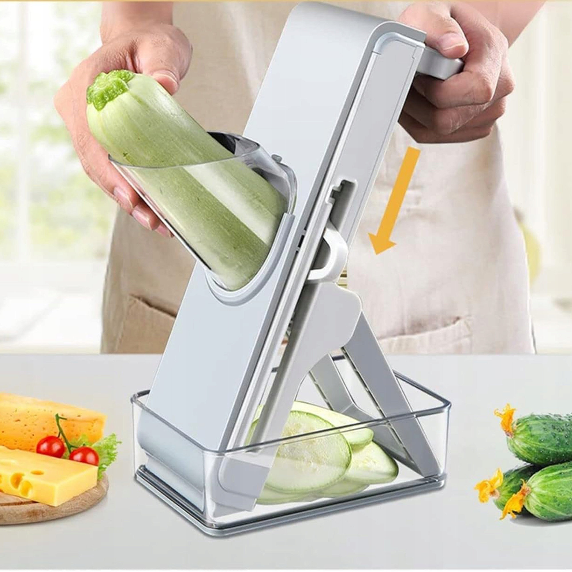 KRAJALNICA DO WARZYW Z POJEMNIKIEM I WYMIENNYMI NAKŁADKAMI TARKA