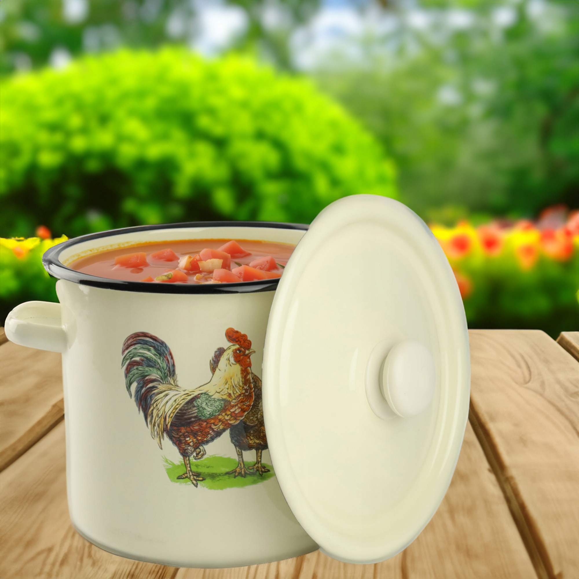 GARNEK EMALIOWANY POWIDLAK 7 L Z POKRYWKĄ DO GOTOWANIA POTRAW PRZETWORÓW