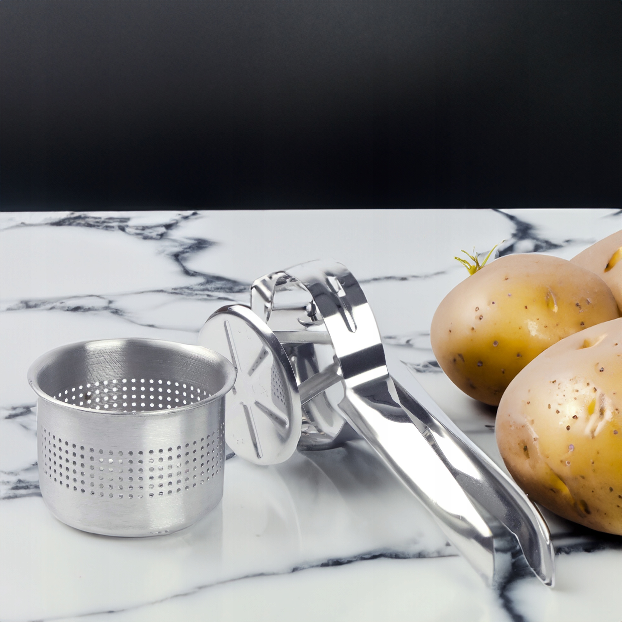 PRASKA DO ZIEMNIAKÓW ROZDRABNIACZ ZGNIATACZ STAL NIERDZEWNA