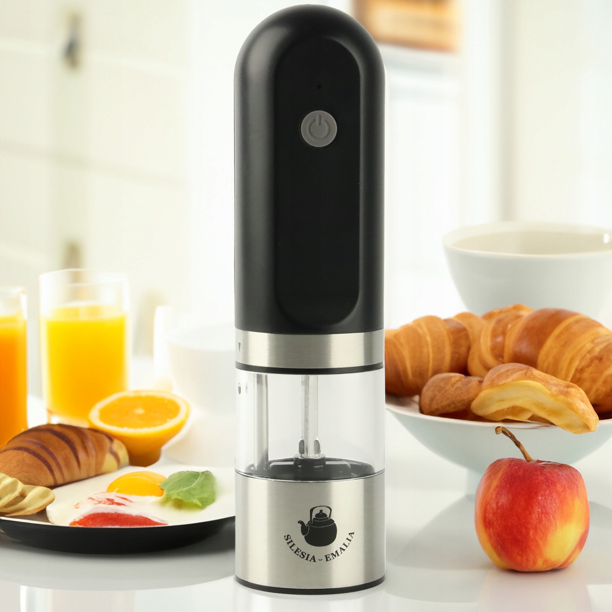 MŁYNEK ELEKTRYCZNY DO MIELENIA CZARNY PRZYPRAW SOLI PIEPRZU PRZYPRAW NA USB