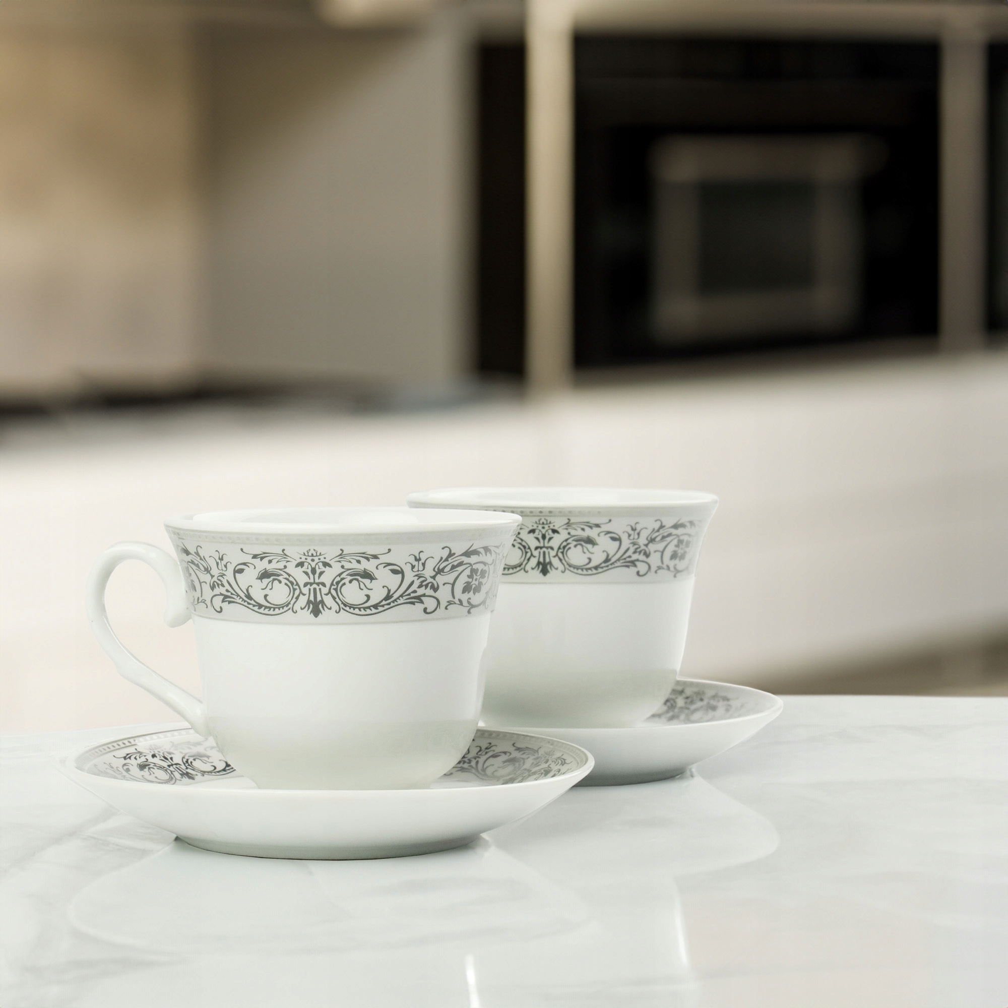 ZESTAW FILIŻANEK Z TALERZYKAMI NA PREZENT 250 ML PORCELANA DO KAWY HERBATY