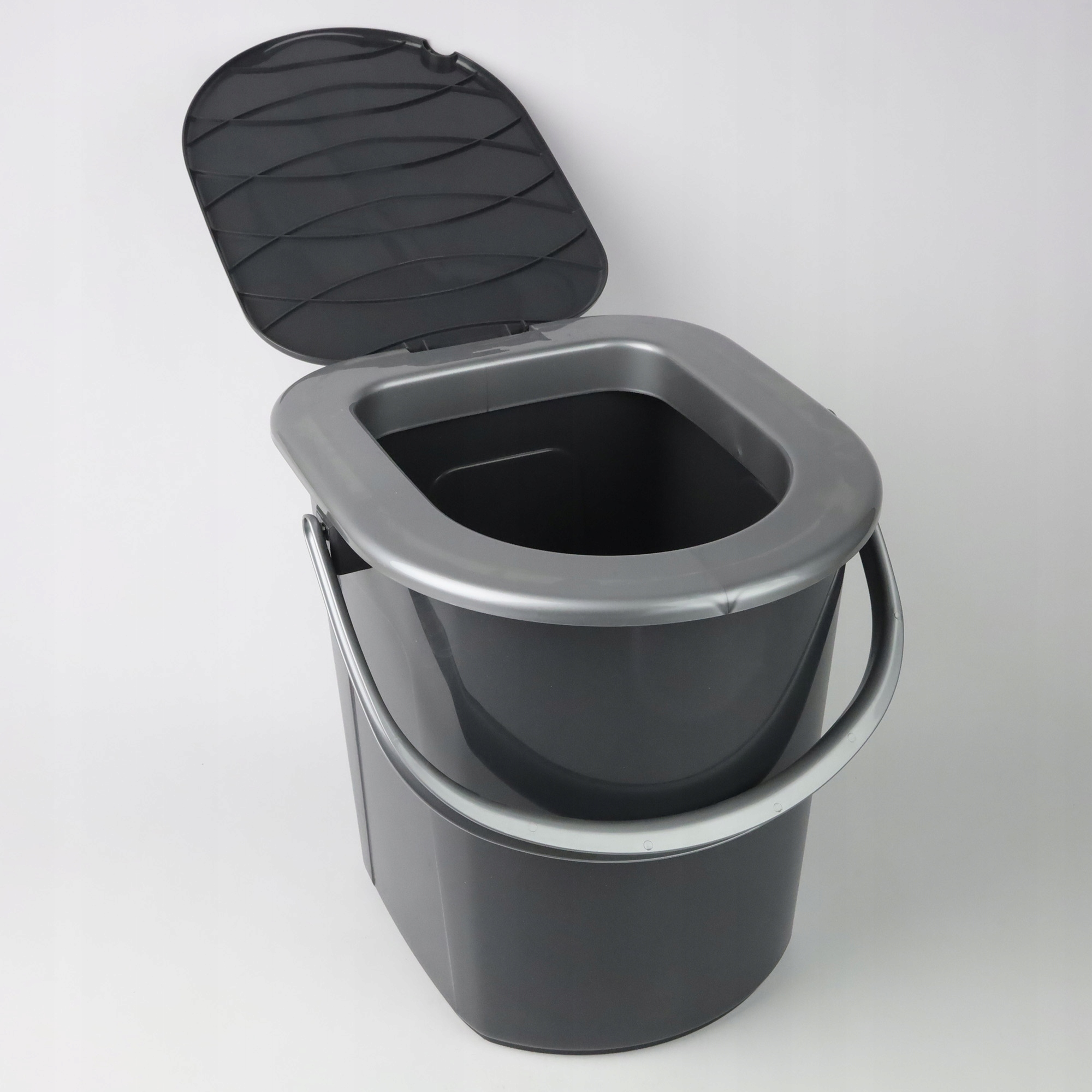 WIADRO WC MOBILNA TOALETA TURYSTYCZNA SZARA 22L Z POKRYWĄ I UCHWYTEM PODRÓŻ