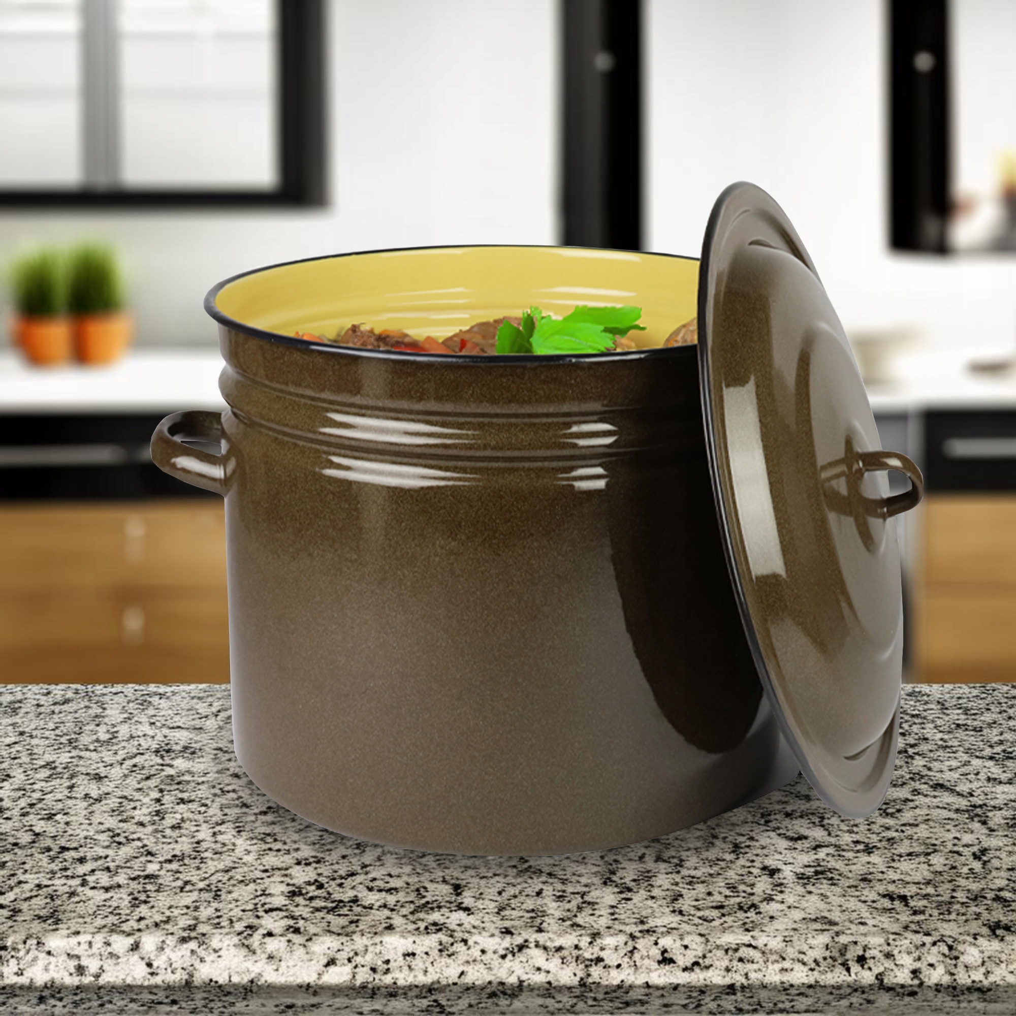 GARNEK EMALIOWANY XXL 40 L Z POKRYWKĄ DO GOTOWANIA POTRAW ZUP PRZETWORÓW