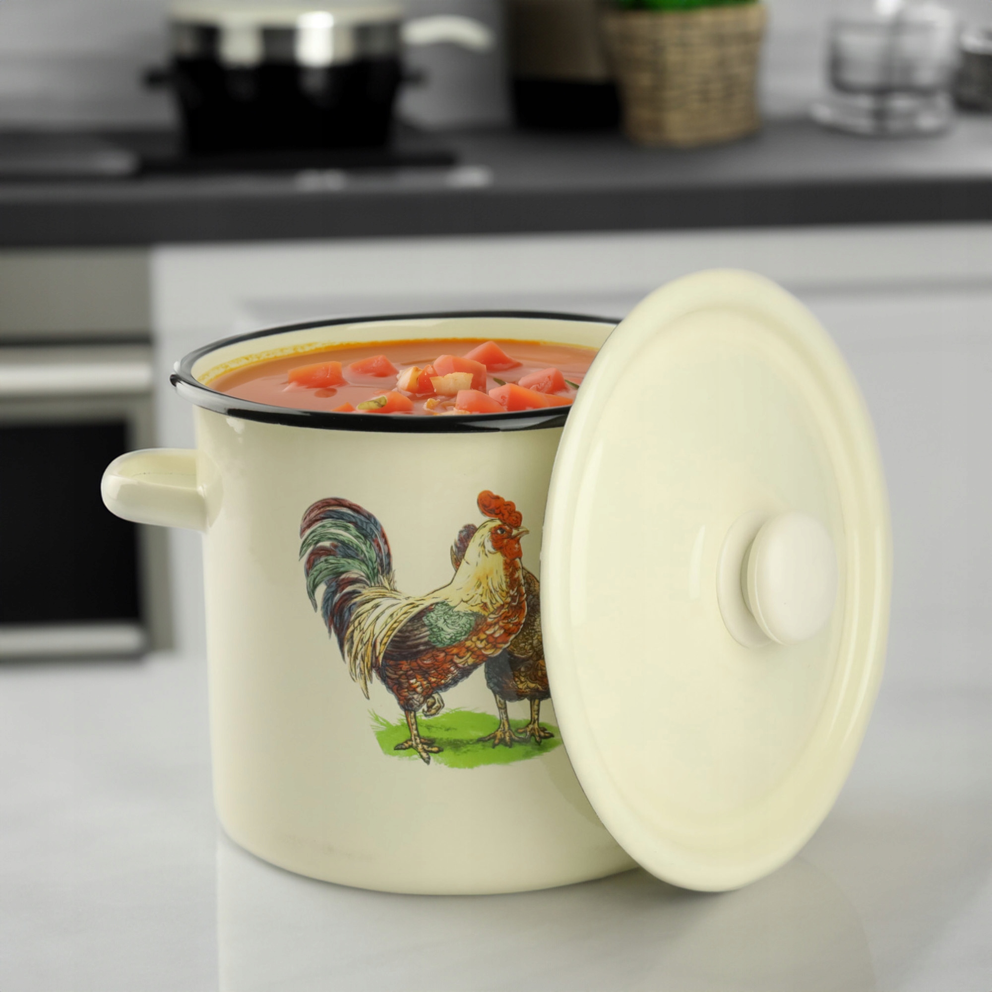 GARNEK EMALIOWANY POWIDLAK 7 L Z POKRYWKĄ DO GOTOWANIA POTRAW PRZETWORÓW