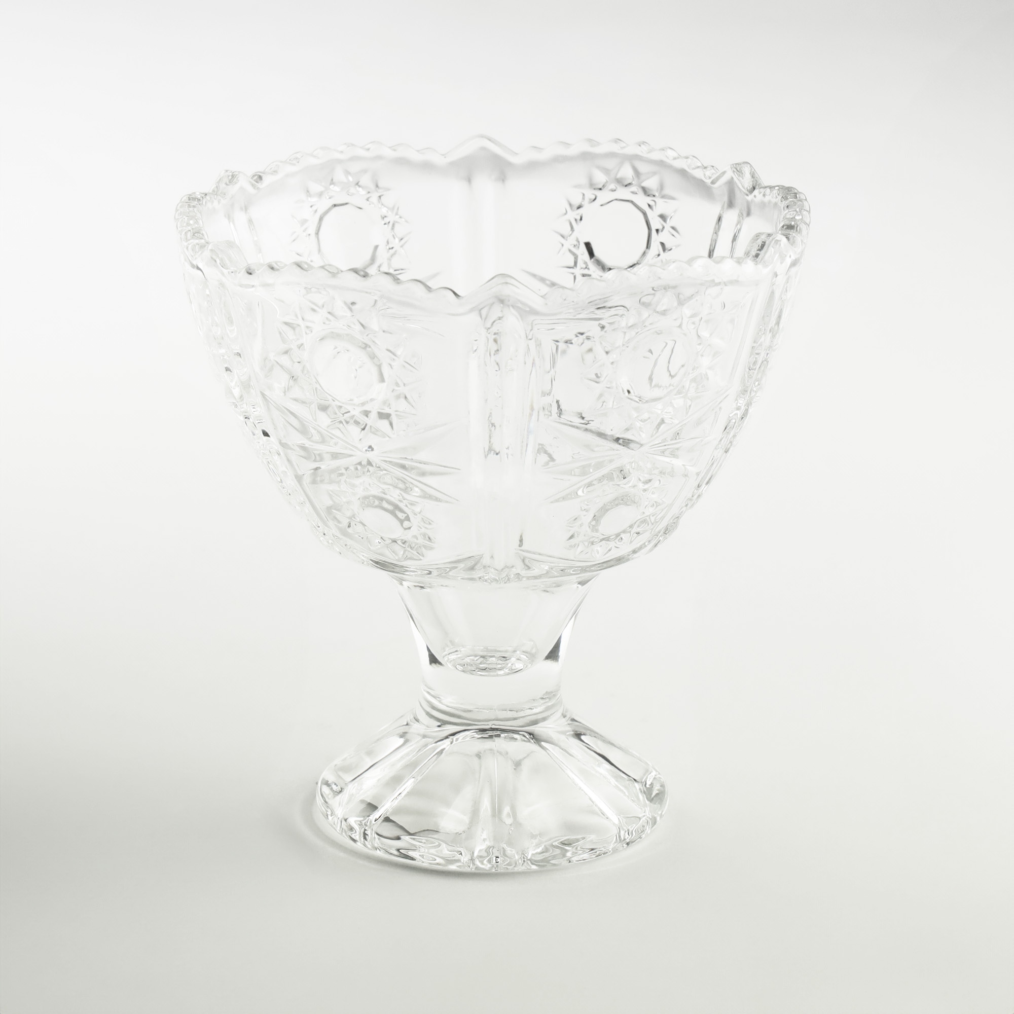 PUCHAREK Z KRYSZTAŁOWYM WZOREM SZKLANY DO PODAWANIA LODÓW DESERÓW 245ML