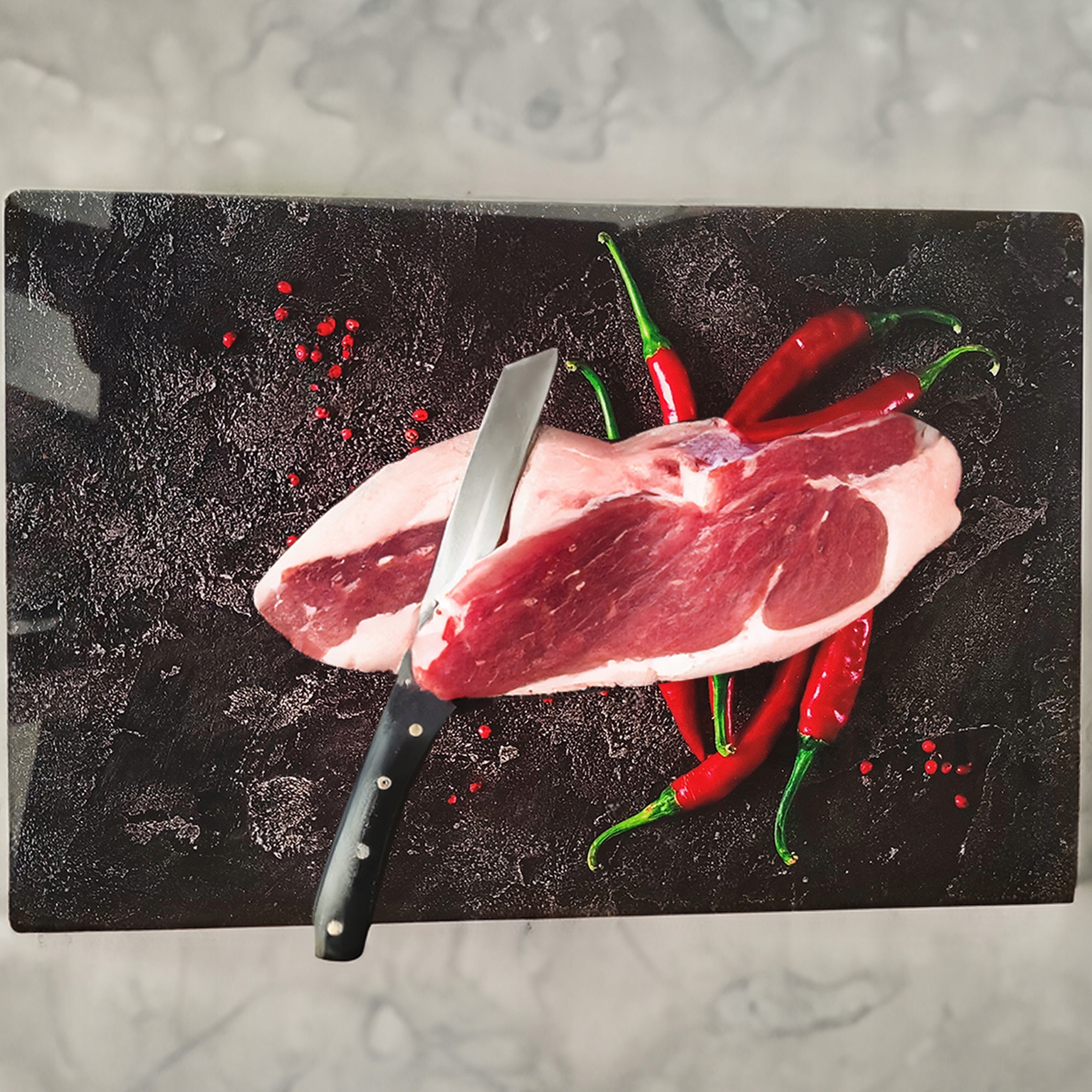 DESKA SZKLANA KUCHENNA 30x40CM ZE WZOREM DO KROJENIA SZKŁO HARTOWANE FESTA