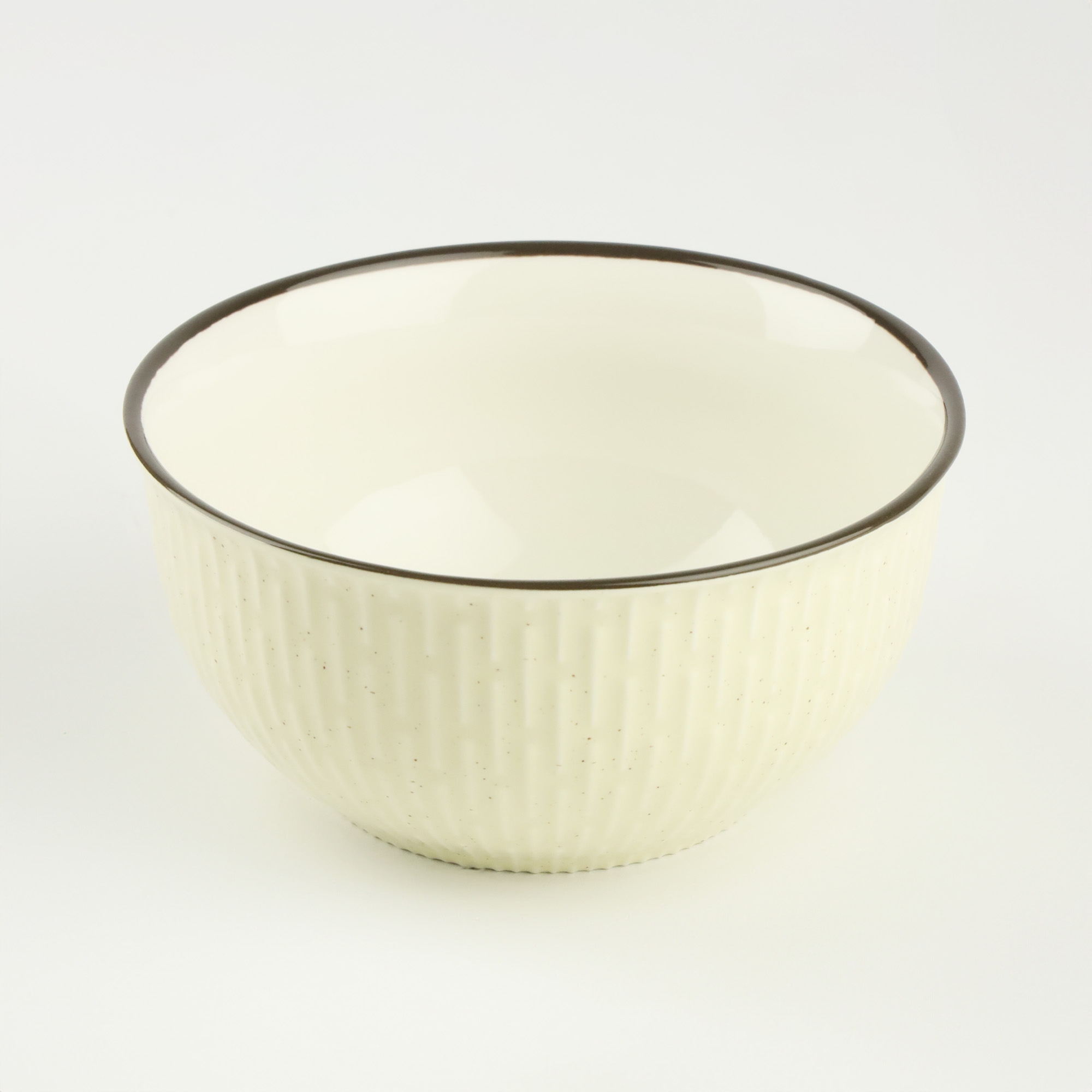 CERAMICZNA SALATERKA NA ZUPĘ OWOCE PRZEKĄSKI BEŻOWA ZDOBIONA Z WZOREM 510ML