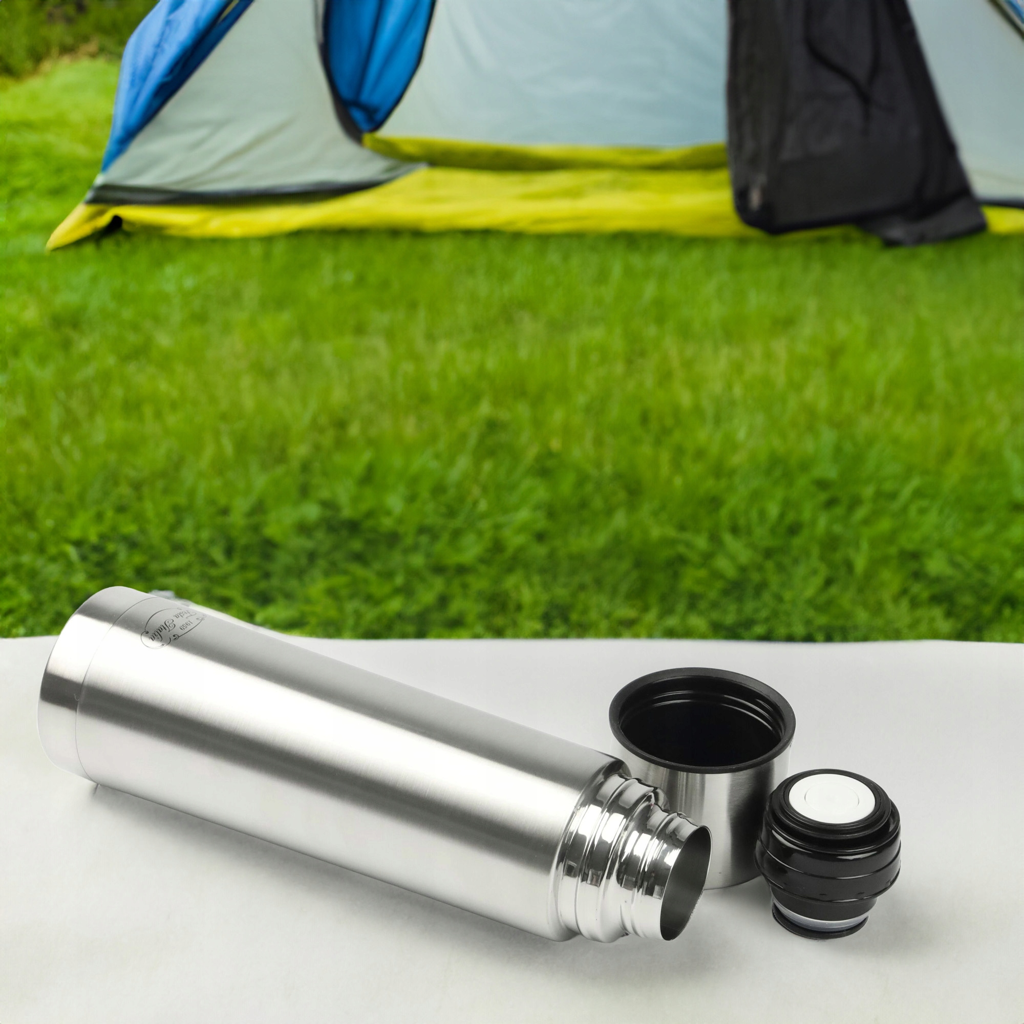 TERMOS SREBRNY TERMICZNY 750ML STAL NIERDZEWNA BIDON NA GORĄCE NAPOJE