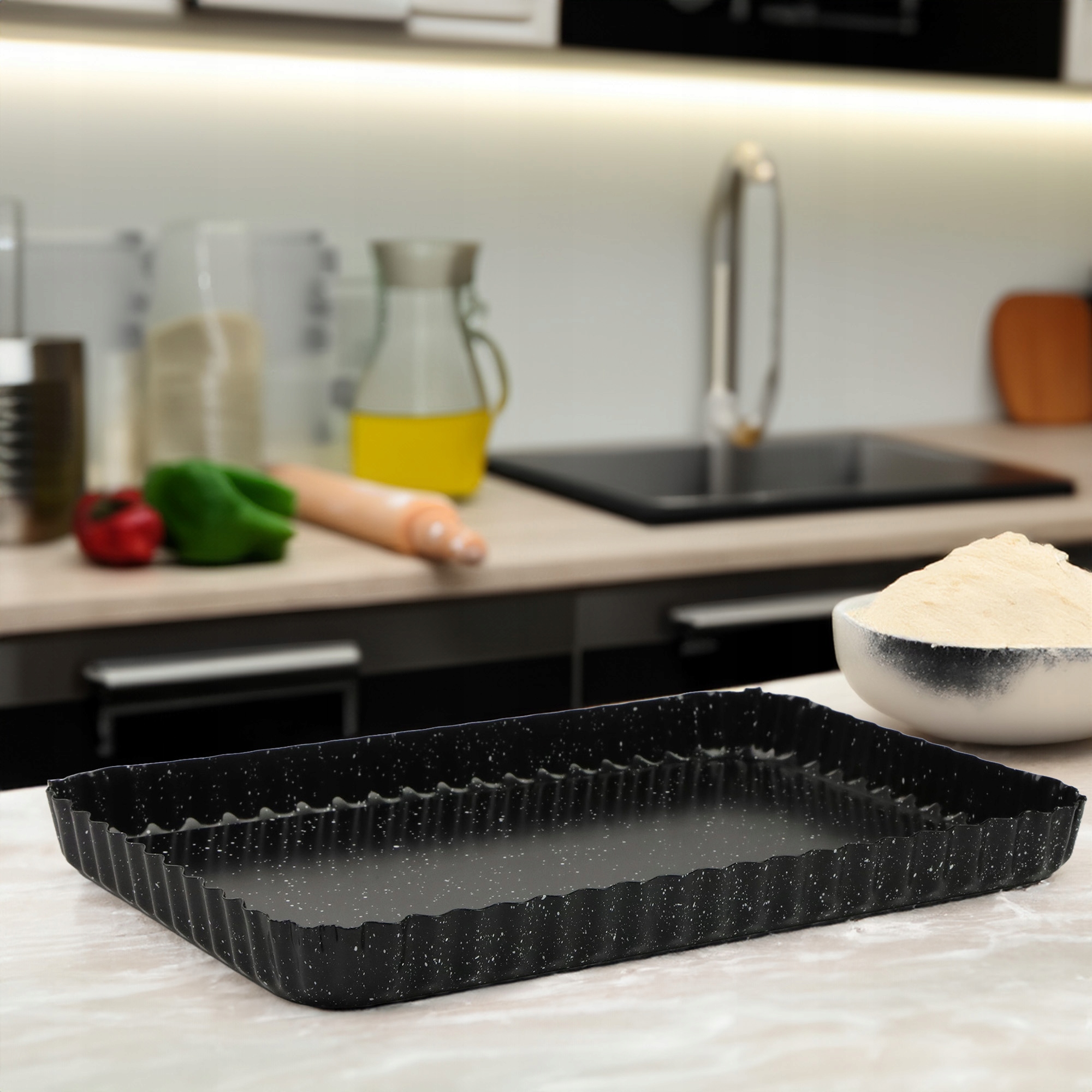 FORMA DO TARTY Z WYJMOWANYM DNEM PROSTOKĄTNA BLACHA DO PIECZENIA CIAST