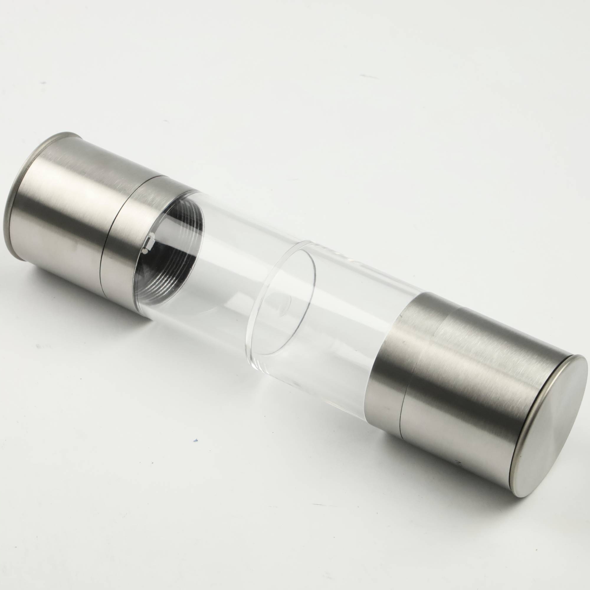 MŁYNEK RĘCZNY DO MIELENIA PRZYPRAW PIEPRZU SOLI 2W1 METALOWY SREBRNY