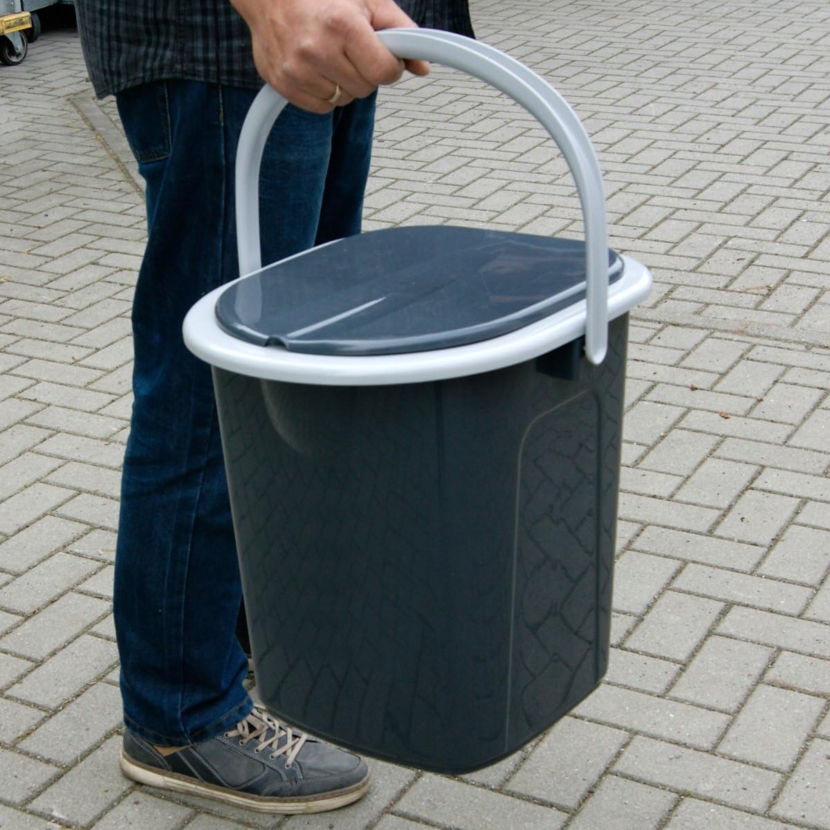 WIADRO WC MOBILNA TOALETA TURYSTYCZNA SZARA 22L Z POKRYWĄ I UCHWYTEM PODRÓŻ