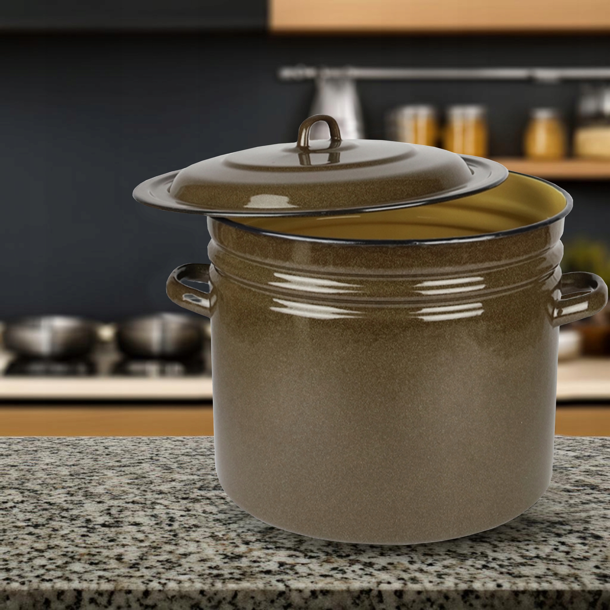 GARNEK EMALIOWANY XXL 40 L Z POKRYWKĄ DO GOTOWANIA POTRAW ZUP PRZETWORÓW