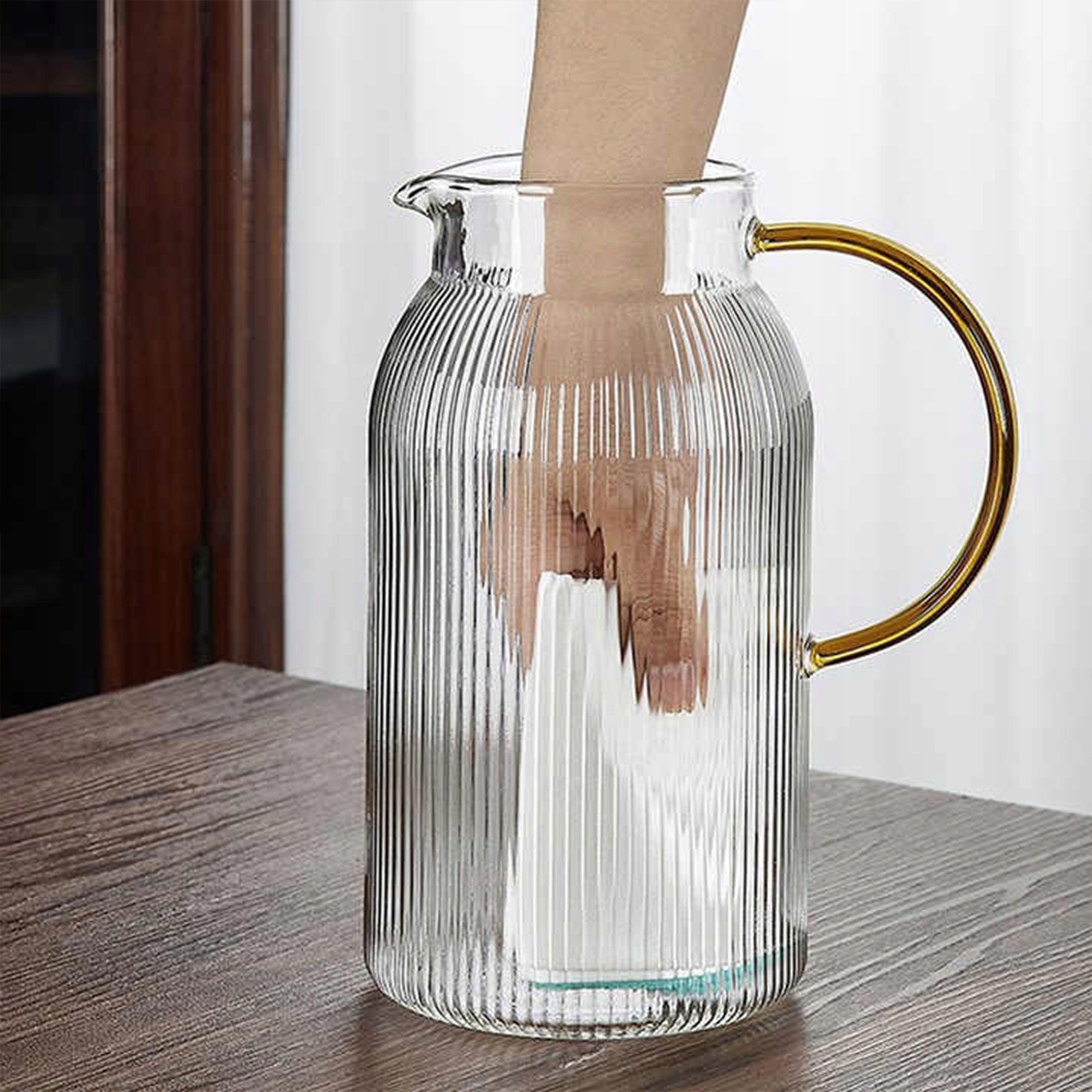 DZBANEK SZKLANY NA WODĘ LEMONIADĘ 1,5L KARAFKA Z POKRYWKĄ SITKO FILTRUJĄCE