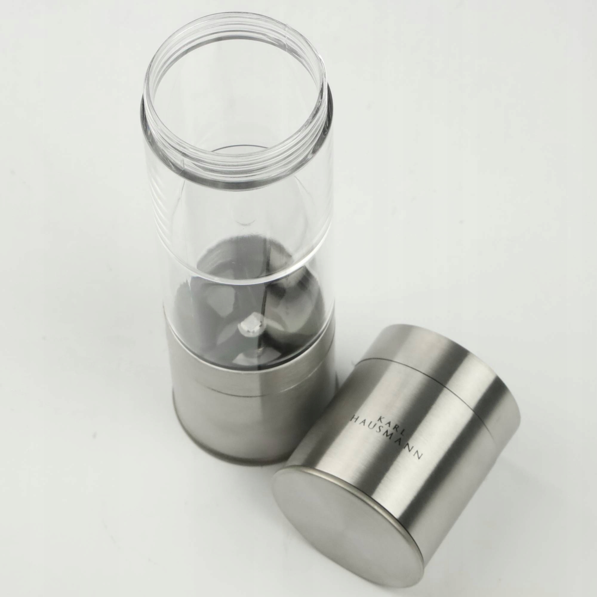 MŁYNEK RĘCZNY DO MIELENIA PRZYPRAW PIEPRZU SOLI 2W1 METALOWY SREBRNY