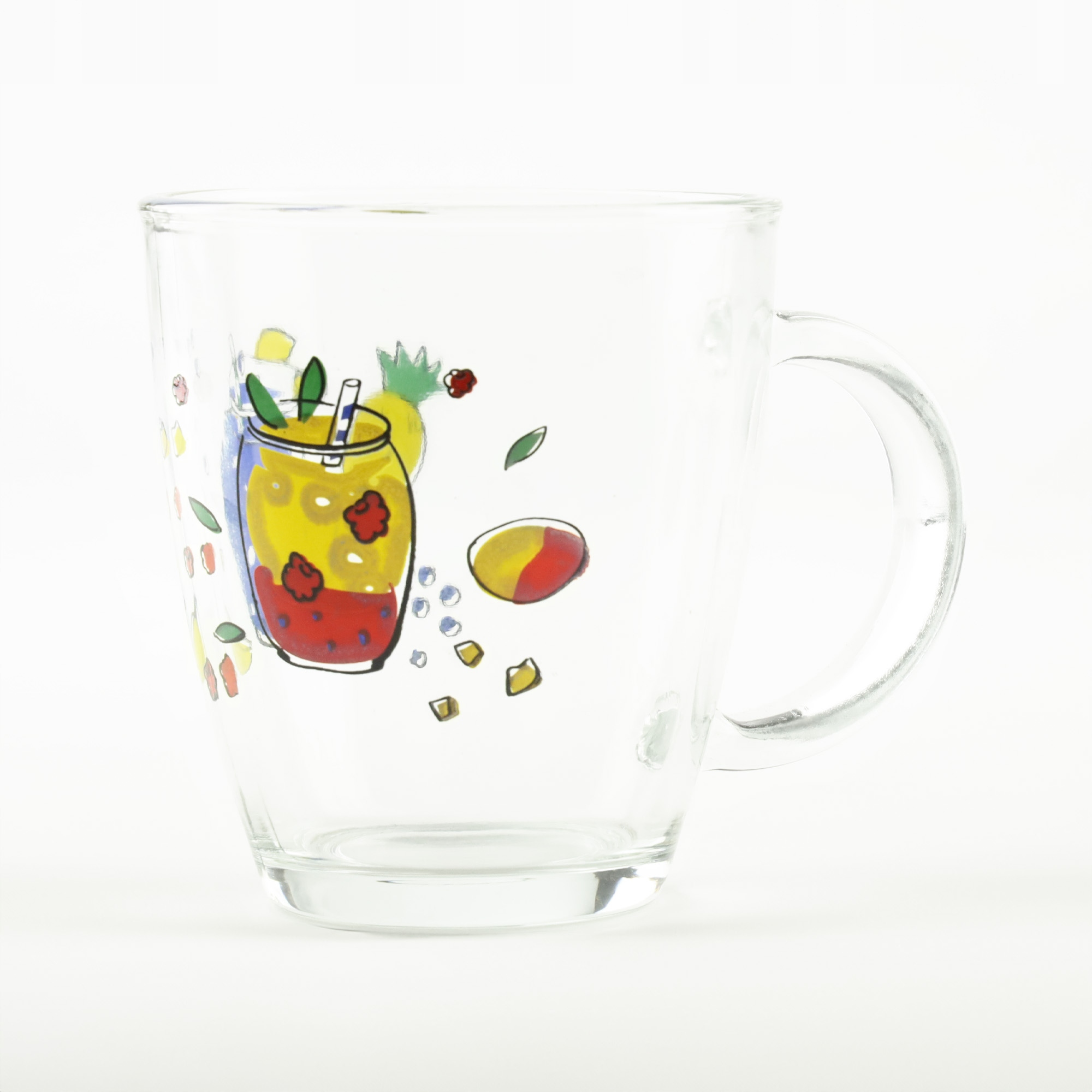 SZKLANKA Z UCHEM KUBEK SZKLANY TRADYCYJNY DO KAWY HERBATY 320 ML Z WZOREM