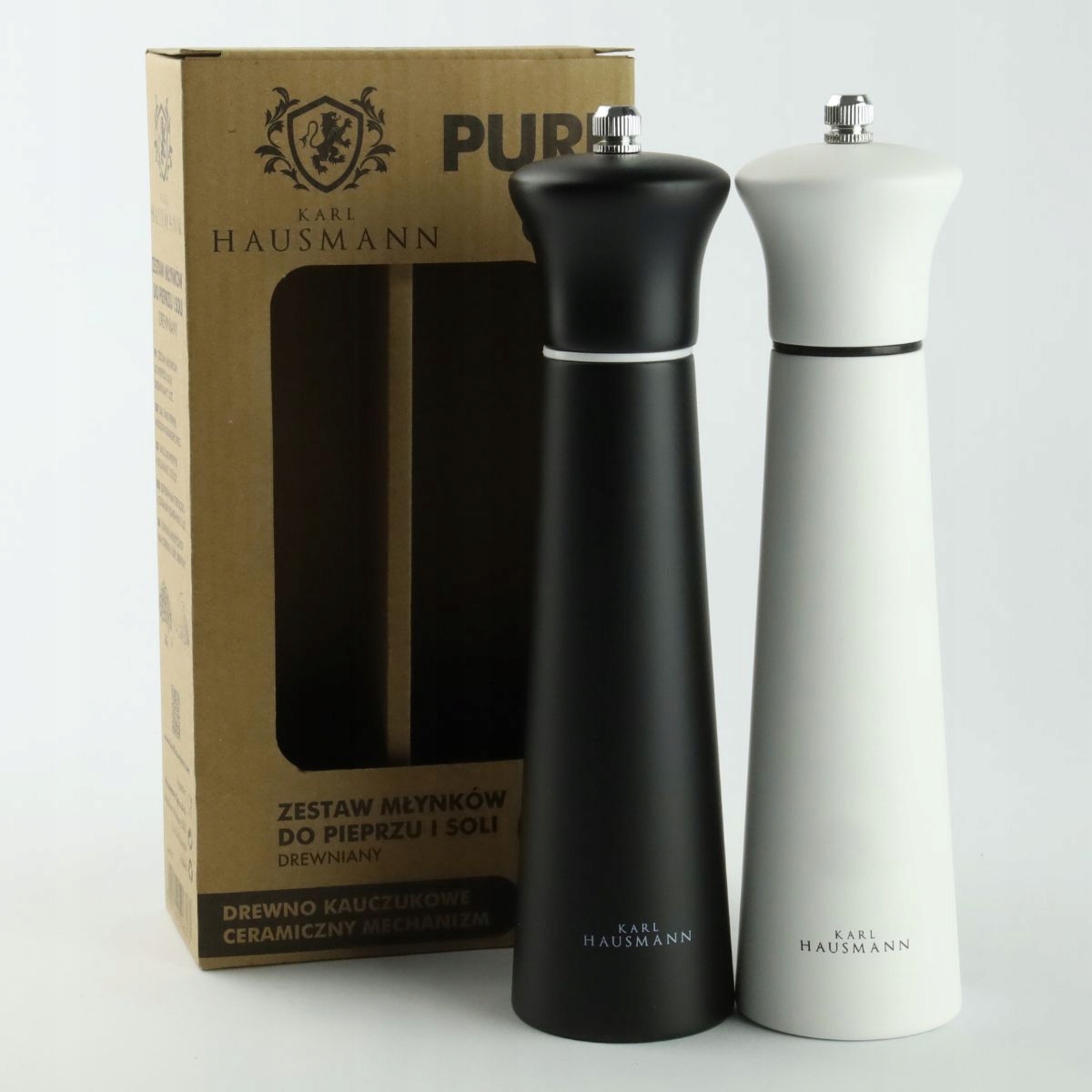 MŁYNEK RĘCZNY ZESTAW 2 SZT DO MIELENIA SOLI PIEPRZU PRZYPRAW BIAŁY I CZARNY