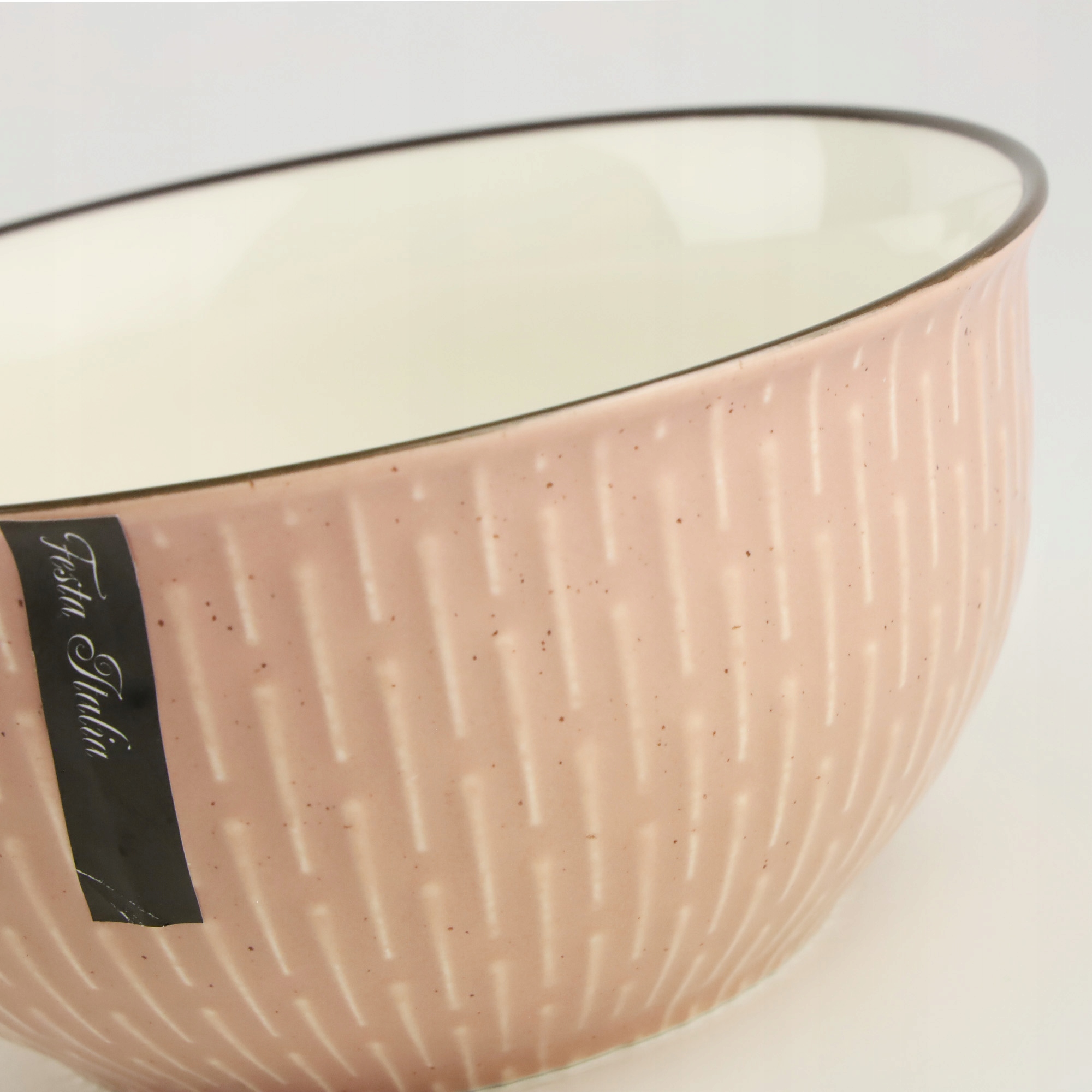 CERAMICZNA SALATERKA NA ZUPĘ OWOCE PRZEKĄSKI RÓŻOWA ZDOBIONA Z WZOREM