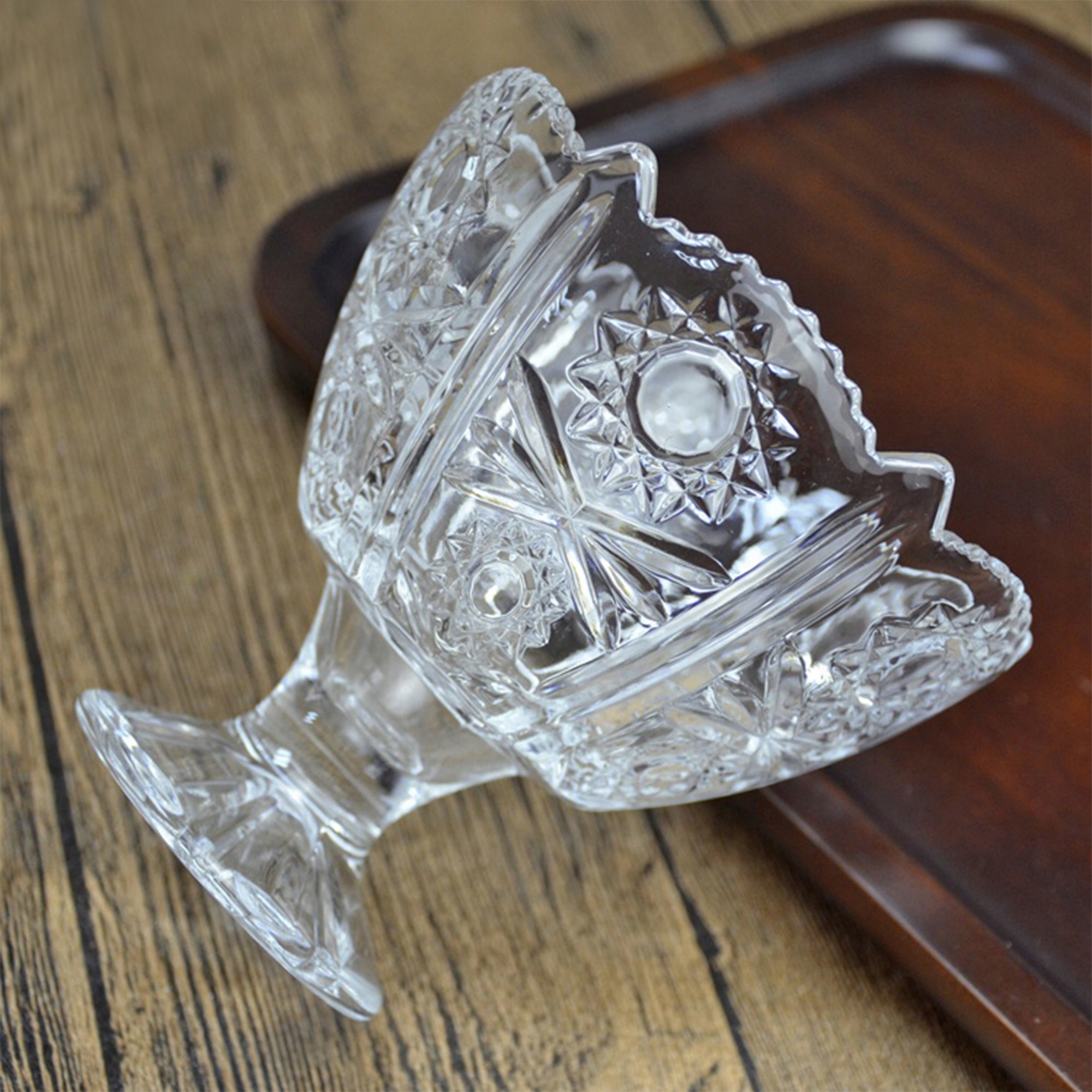 PUCHAREK Z KRYSZTAŁOWYM WZOREM SZKLANY DO PODAWANIA LODÓW DESERÓW 245ML