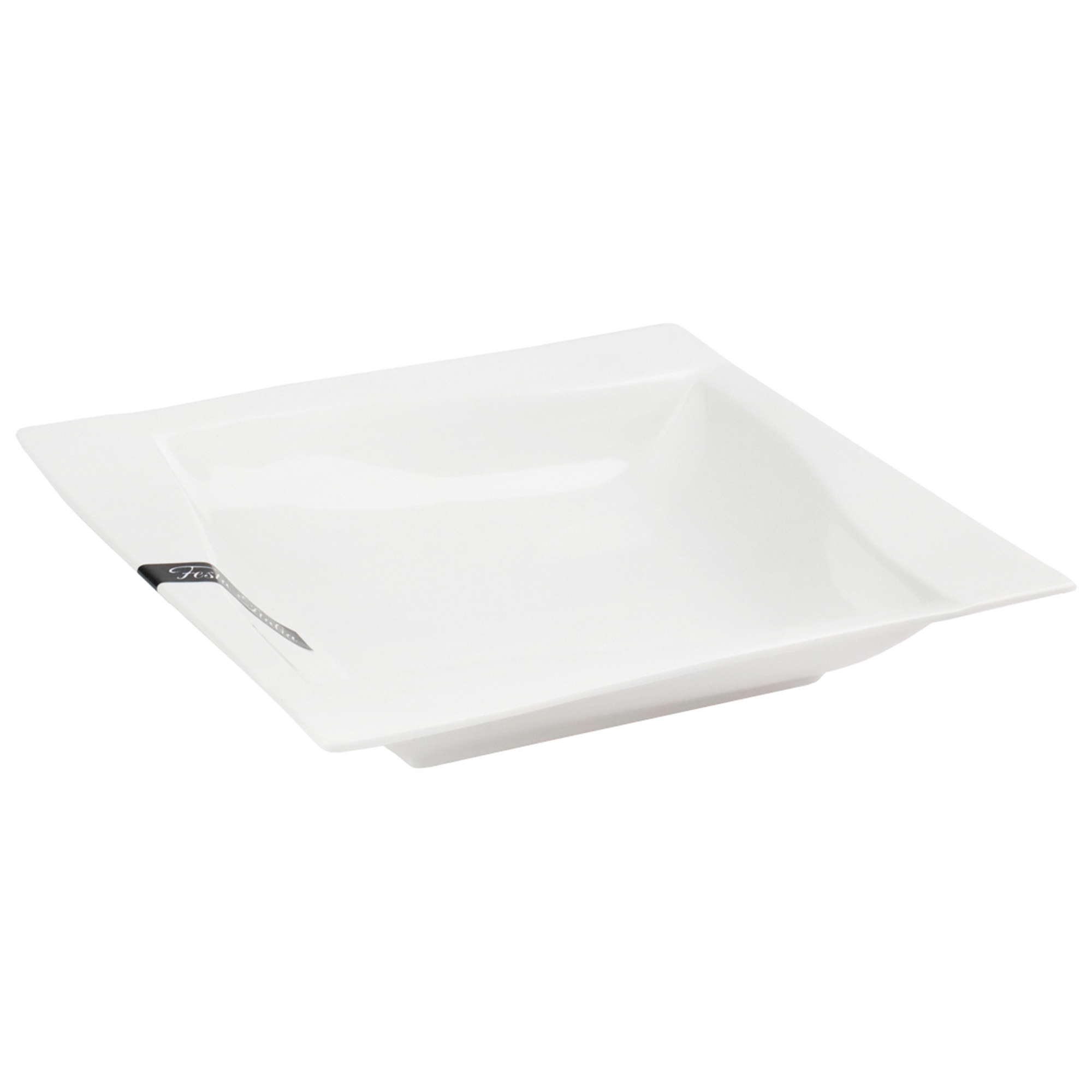 TALERZ OBIADOWY GŁĘBOKI KWADRATOWY 20,5CM VIVA PORCELANOWY DO ZUPY MAKARONU