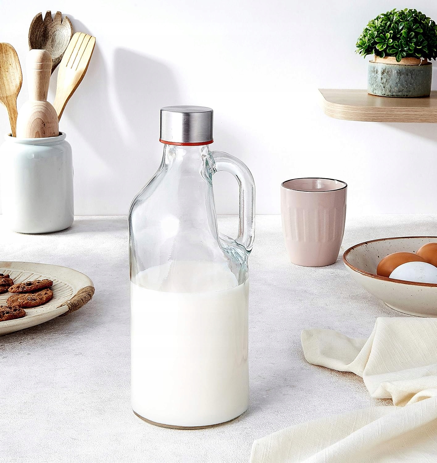 KARAFKA SZKLANA NA WODĘ SOK LEMONIADĘ MLEKO 1L BUTELKA Z ZAKRĘTKĄ