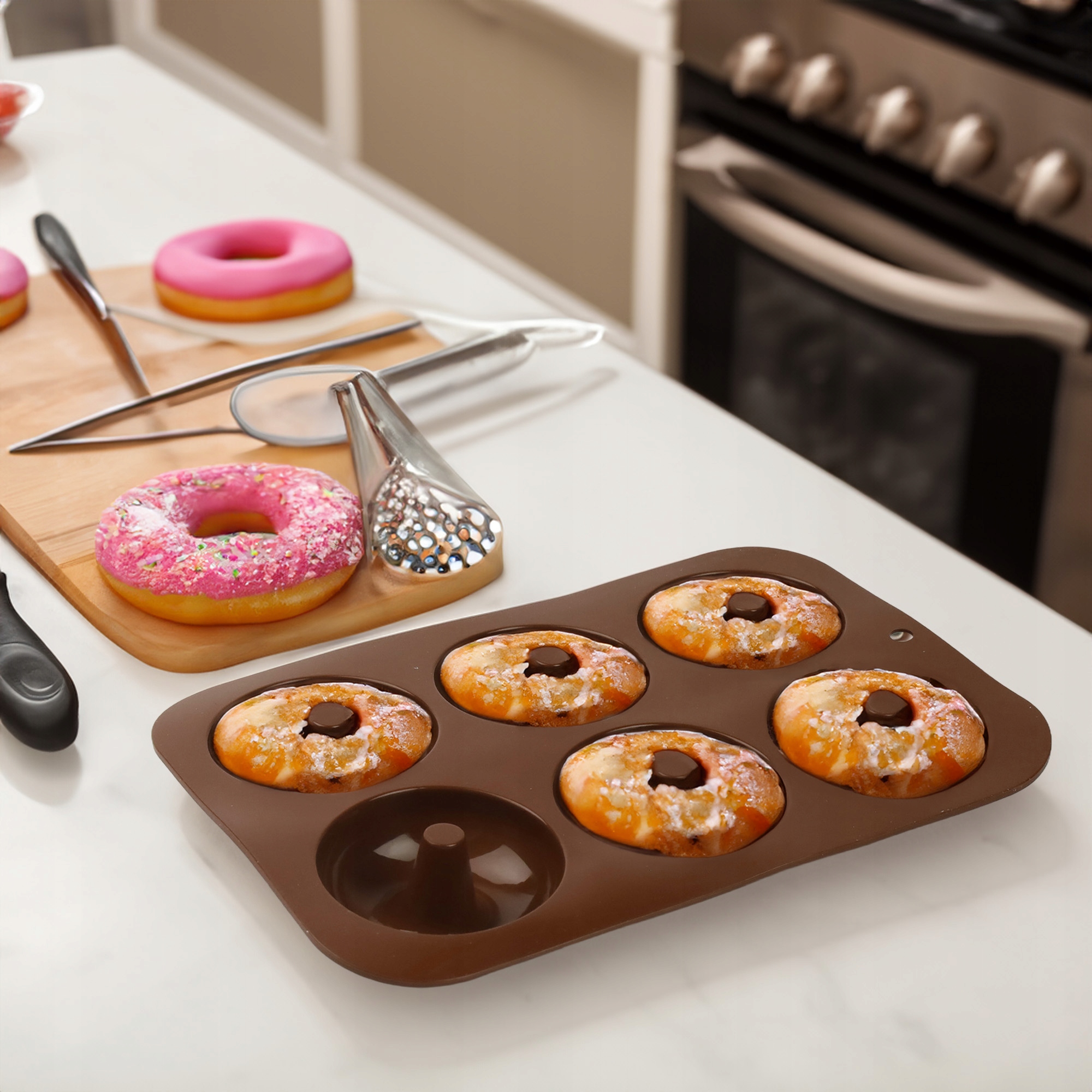 FORMA SILIKONOWA DO ROBIENIA PĄCZKÓW DONUTÓW DONATÓW CIASTEK Z DZIURKĄ 6SZT