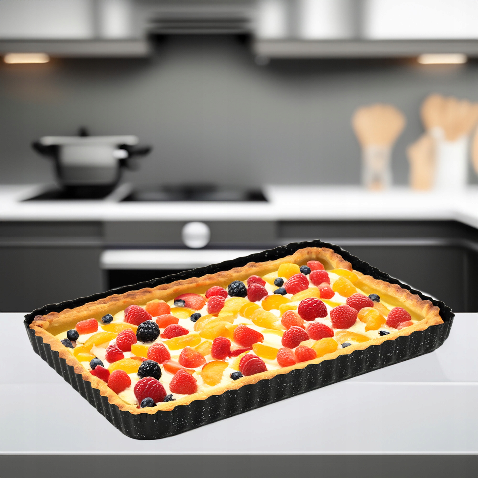 FORMA DO TARTY Z WYJMOWANYM DNEM PROSTOKĄTNA BLACHA DO PIECZENIA CIAST