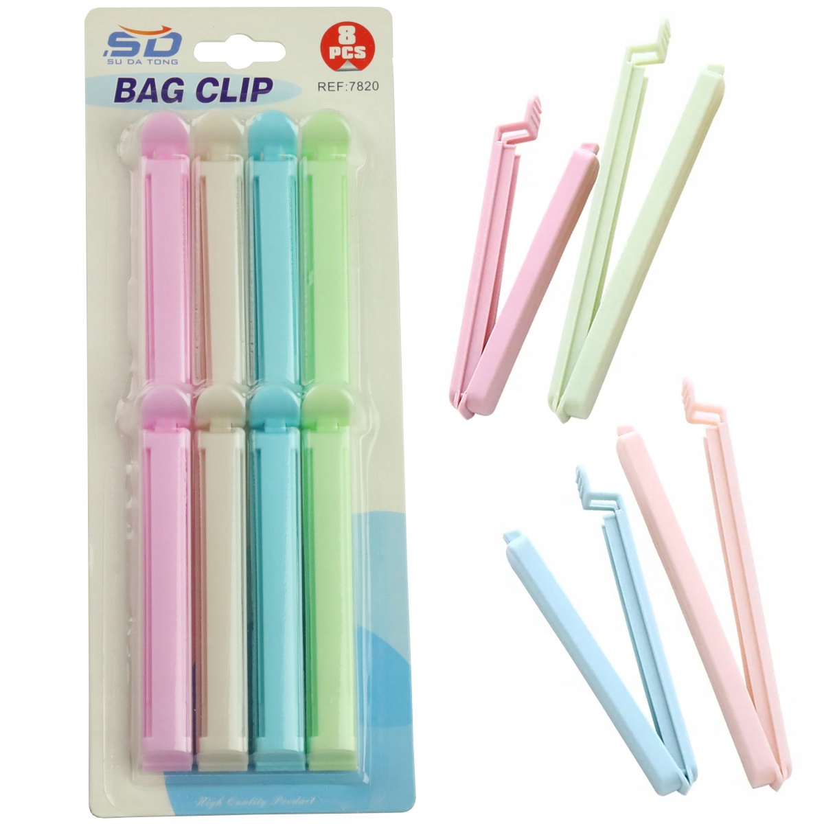 KLIPSY 8CM KLAMERKI SPINACZE 8SZT DO ZAMYKANIA TOREBEK OPAKOWAŃ NA ŻYWNOŚĆ