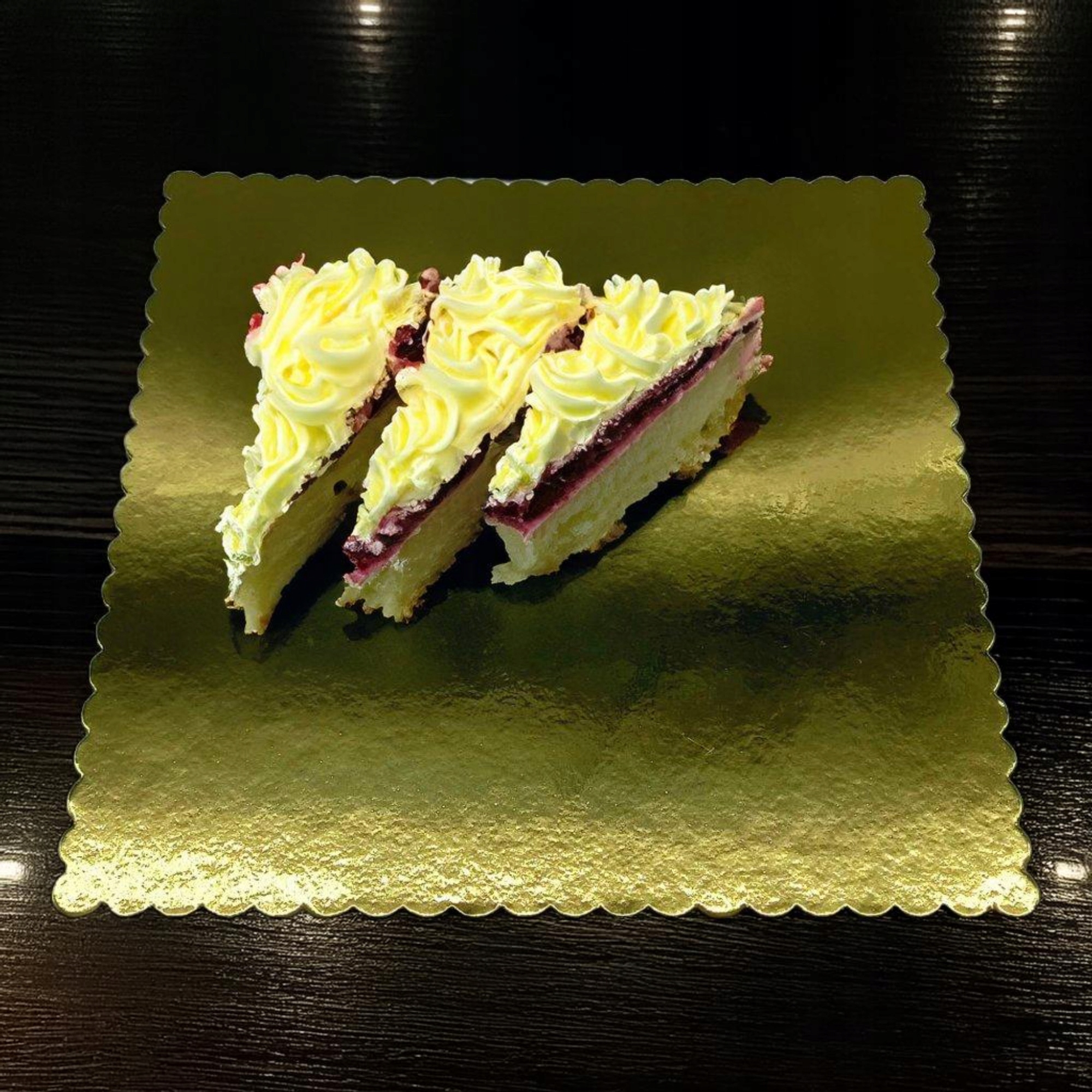 5 SZT PODKŁADY POD TORT CIASTO 35 CM KWADRATOWY ZŁOTY POŁYSK GRUBY SZTYWNY