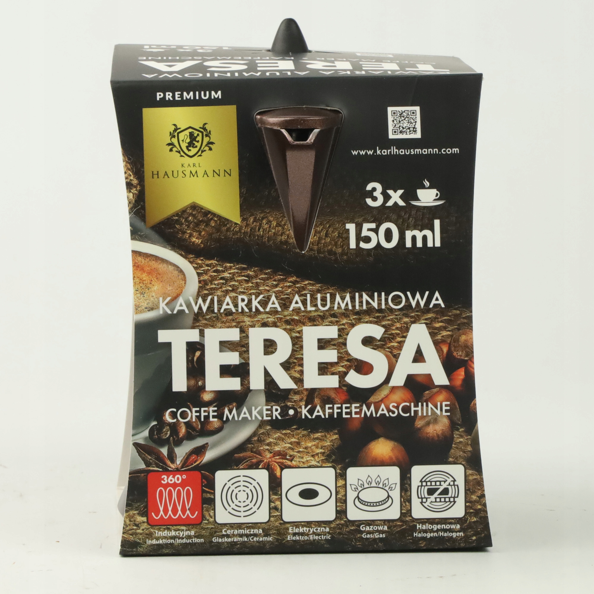 KAWIARKA ALUMINIOWA ZAPARZACZ DO KAWY KAFIETERKA WŁOSKA MOKA NA 3 KAWY