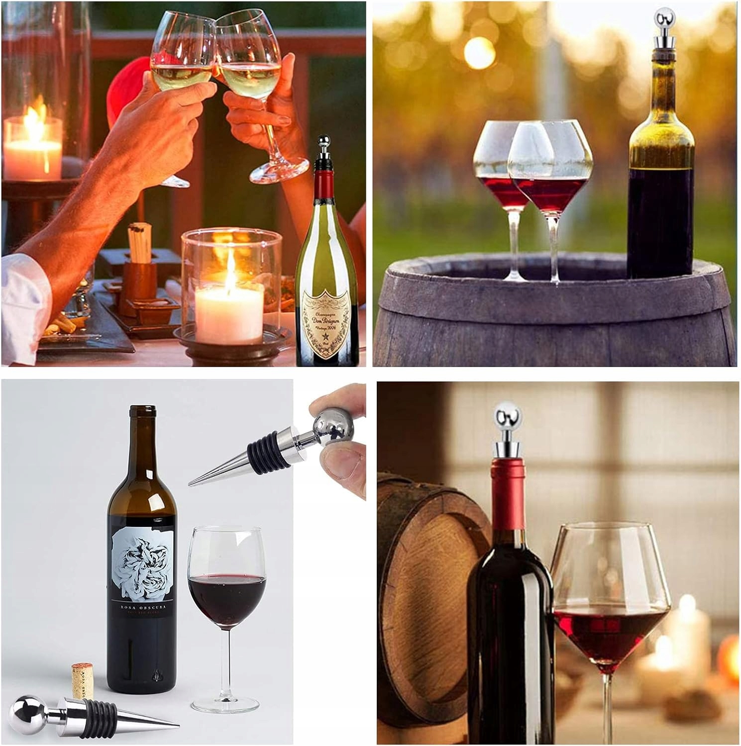 ZESTAW AKCESORIA DO WINA 4w1 NA PREZENT KORKOCIĄG KOREK PIERŚCIEŃ NALEWAK