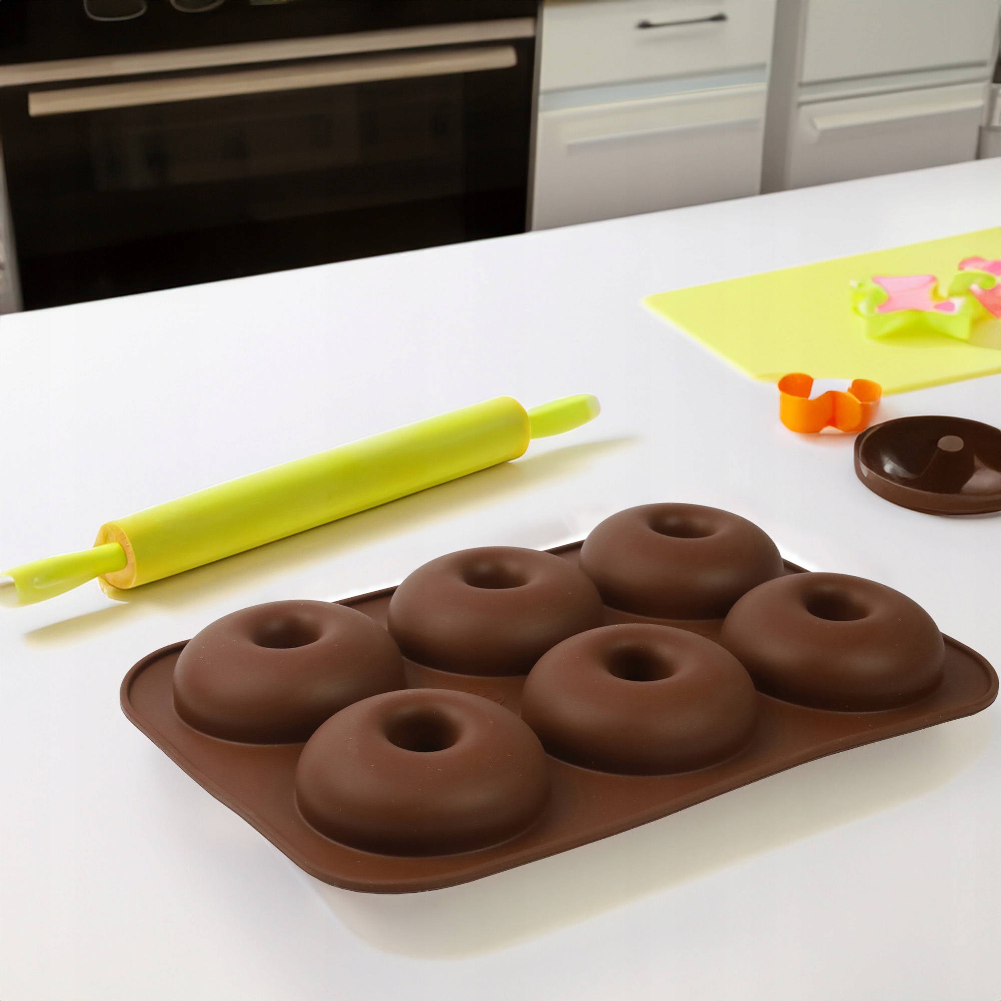 FORMA SILIKONOWA DO ROBIENIA PĄCZKÓW DONUTÓW DONATÓW CIASTEK Z DZIURKĄ 6SZT
