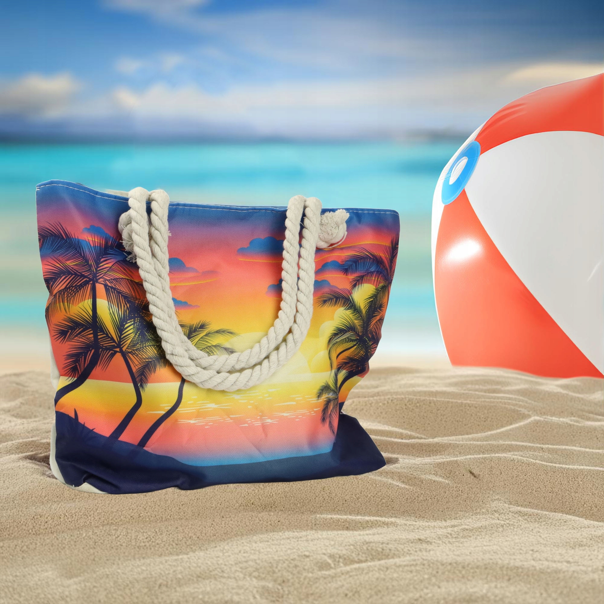 TORBA PLAŻOWA MIEJSKA MATERIAŁOWA Z PODSZEWKĄ SHOPPER NA RAMIĘ Z ZAMKIEM