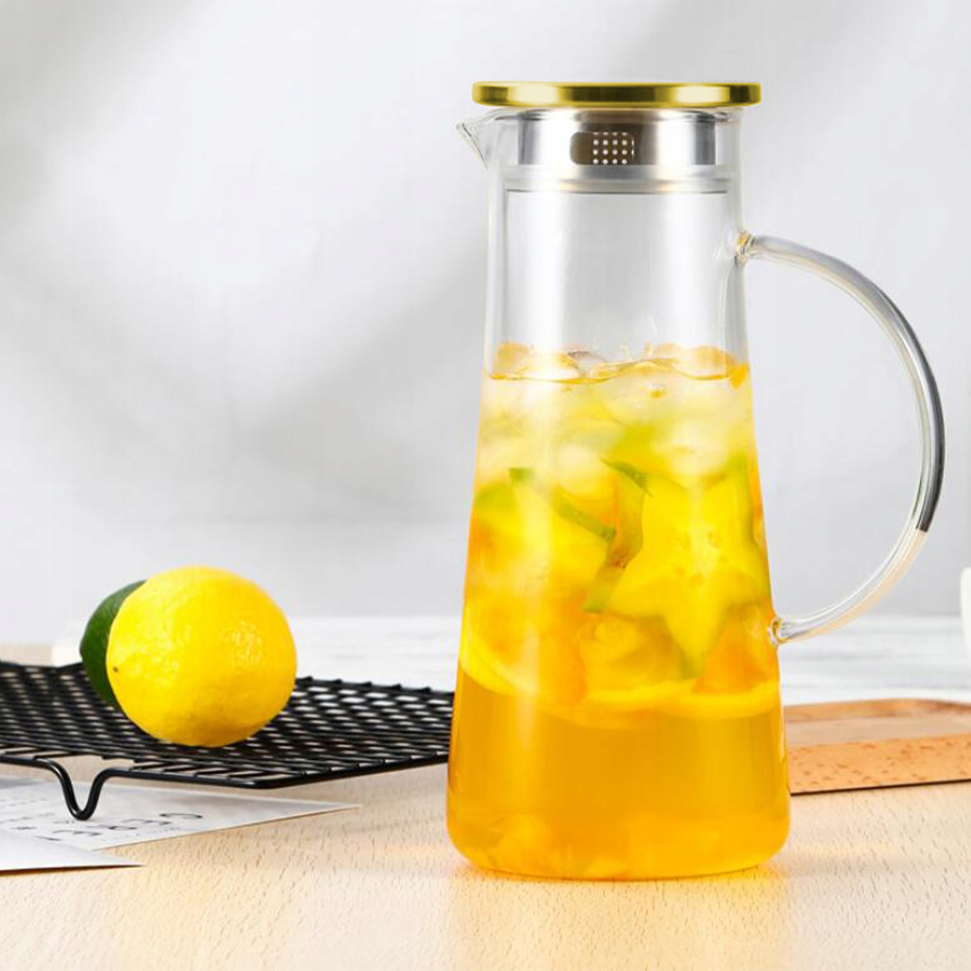 DZBANEK SZKLANY NA WODĘ LEMONIADĘ 1,8L KARAFKA Z POKRYWKĄ SITKO FILTRUJĄCE