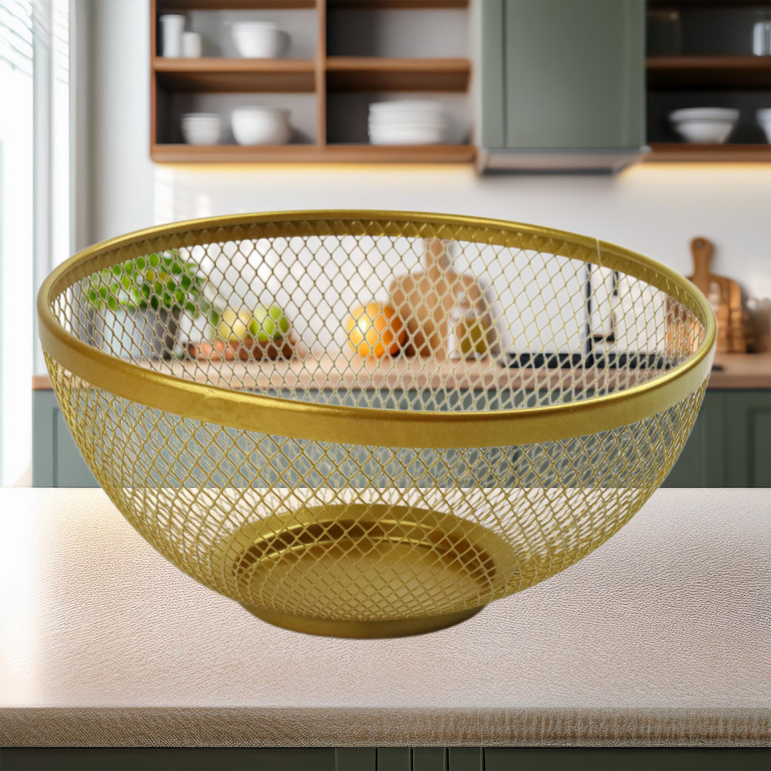 METALOWY KOSZYK ZŁOTY OKRĄGŁY MISA 26CM MISKA POJEMNIK NA OWOCE WARZYWA