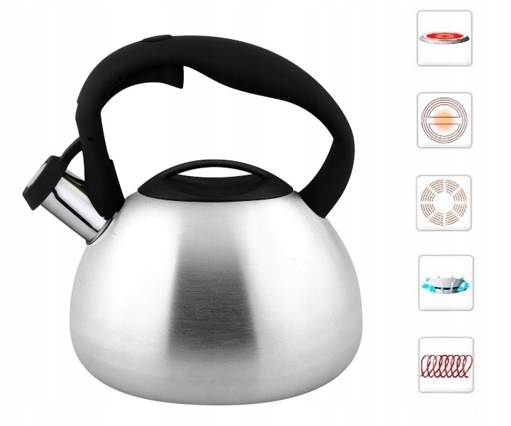 CZAJNIK stalowy nierdzewny 3L z gwizdkiem srebrny