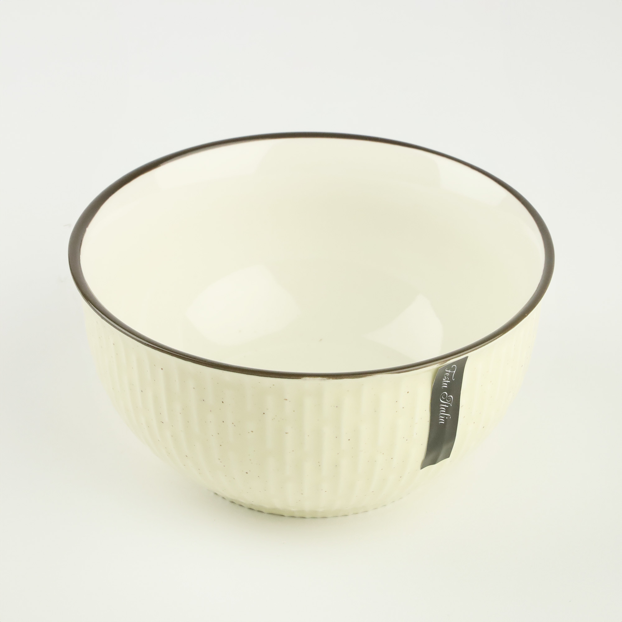 CERAMICZNA SALATERKA NA ZUPĘ OWOCE PRZEKĄSKI BEŻOWA ZDOBIONA Z WZOREM 510ML