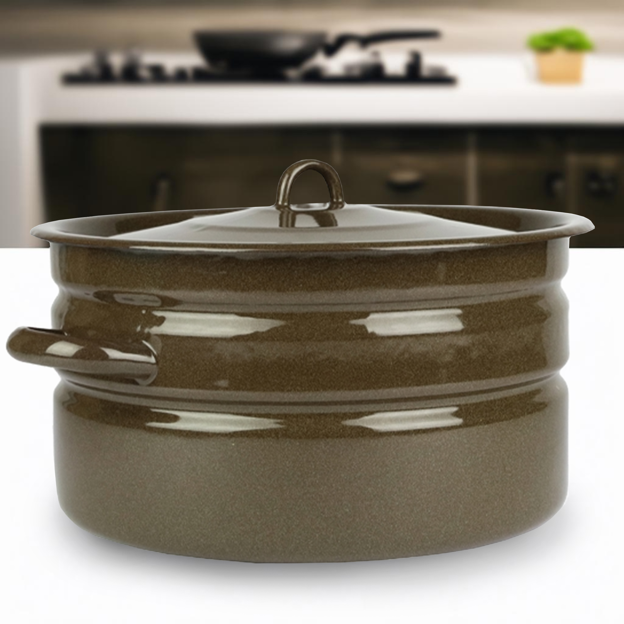 GARNEK EMALIOWANY POWDILAK 14 L Z POKRYWKĄ DO GOTOWANIA POTRAW PRZETWORÓW