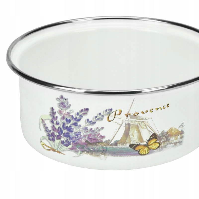 EMALIOWANY RONDELEK DO GOTOWANIA MLEKA JAJEK 900ML Z RĄCZKĄ WZÓR MŁYN 16CM