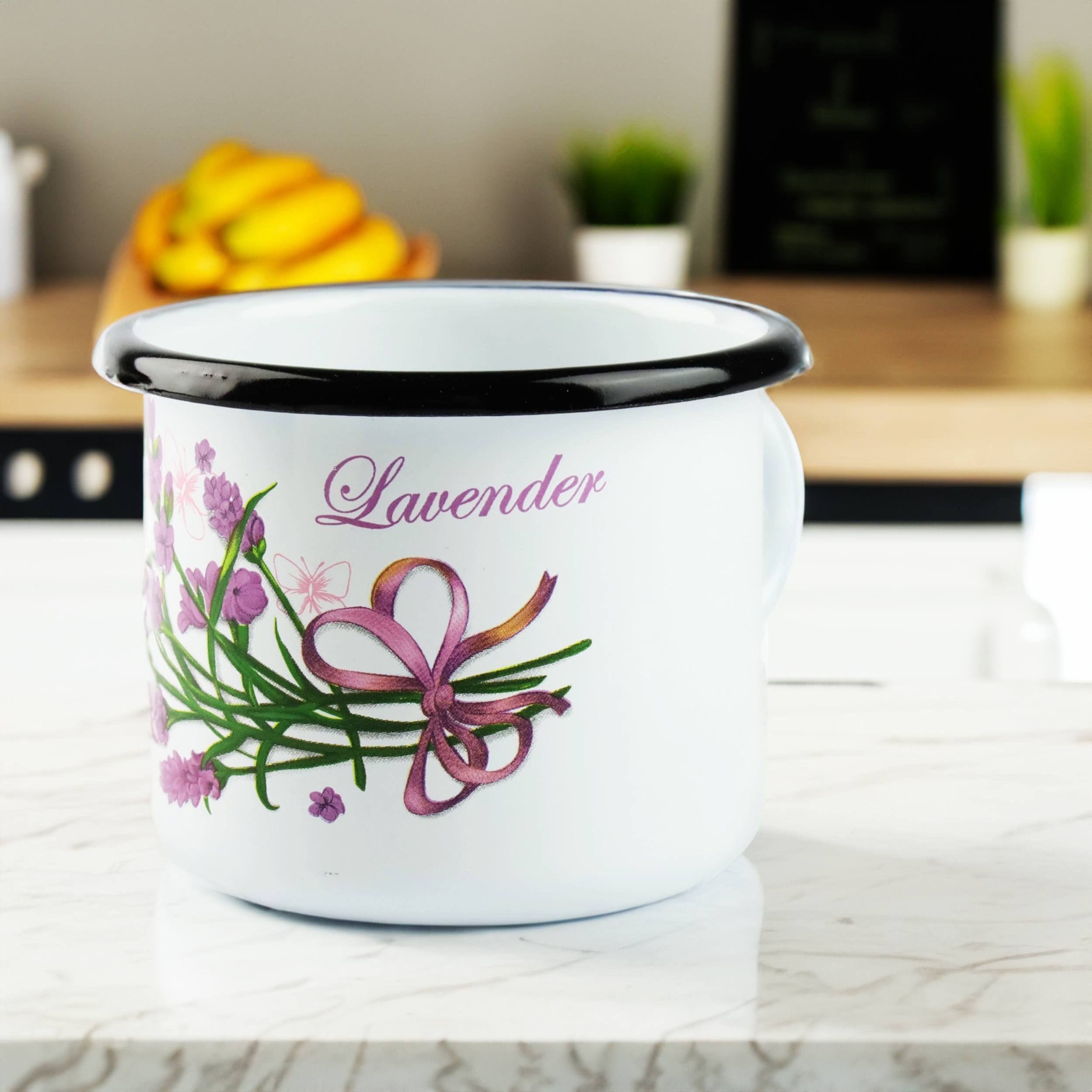 KUBEK SILESIA EMALIA 400 ML 9CM METALOWY KUBEK DO KAWY HERBATY OBOZOWY