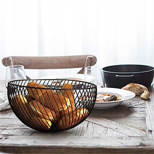 CZARNY METALOWY KOSZYK 25CM MISA MISKA OKRĄGŁY ORGANIZER POJEMNIK DRUCIANY