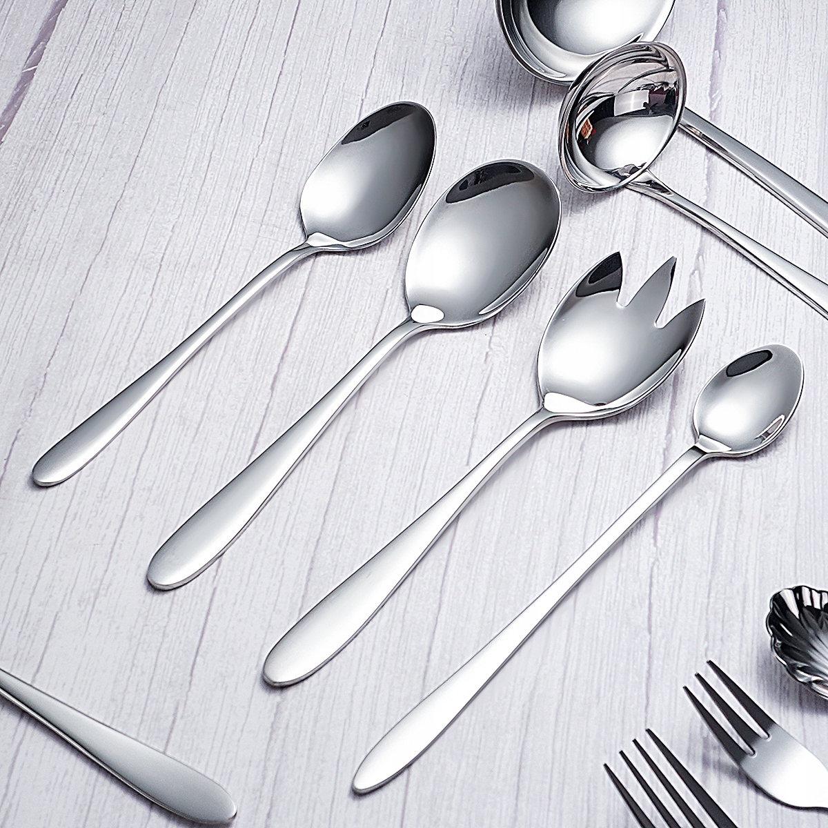 ZESTAW SZTUĆCE 72 elementów komplet SREBRNE 12 osób stal nierdzewna PUDEŁKO