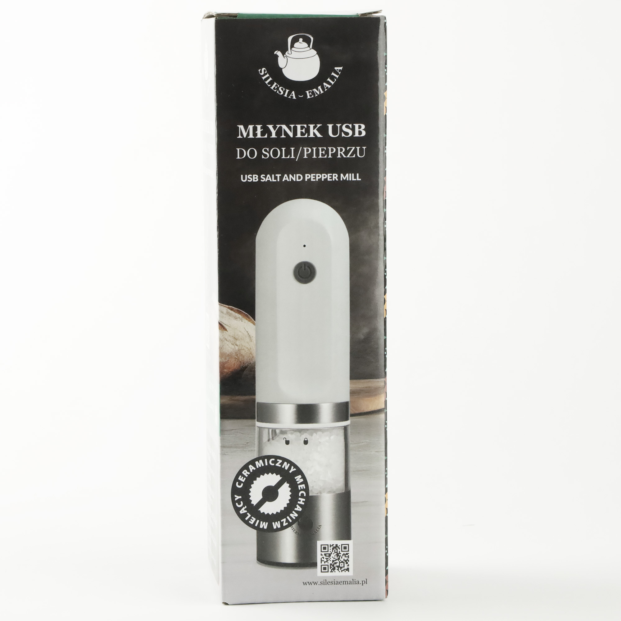 MŁYNEK ELEKTRYCZNY DO MIELENIA BIAŁY PRZYPRAW SOLI PIEPRZU PRZYPRAW NA USB